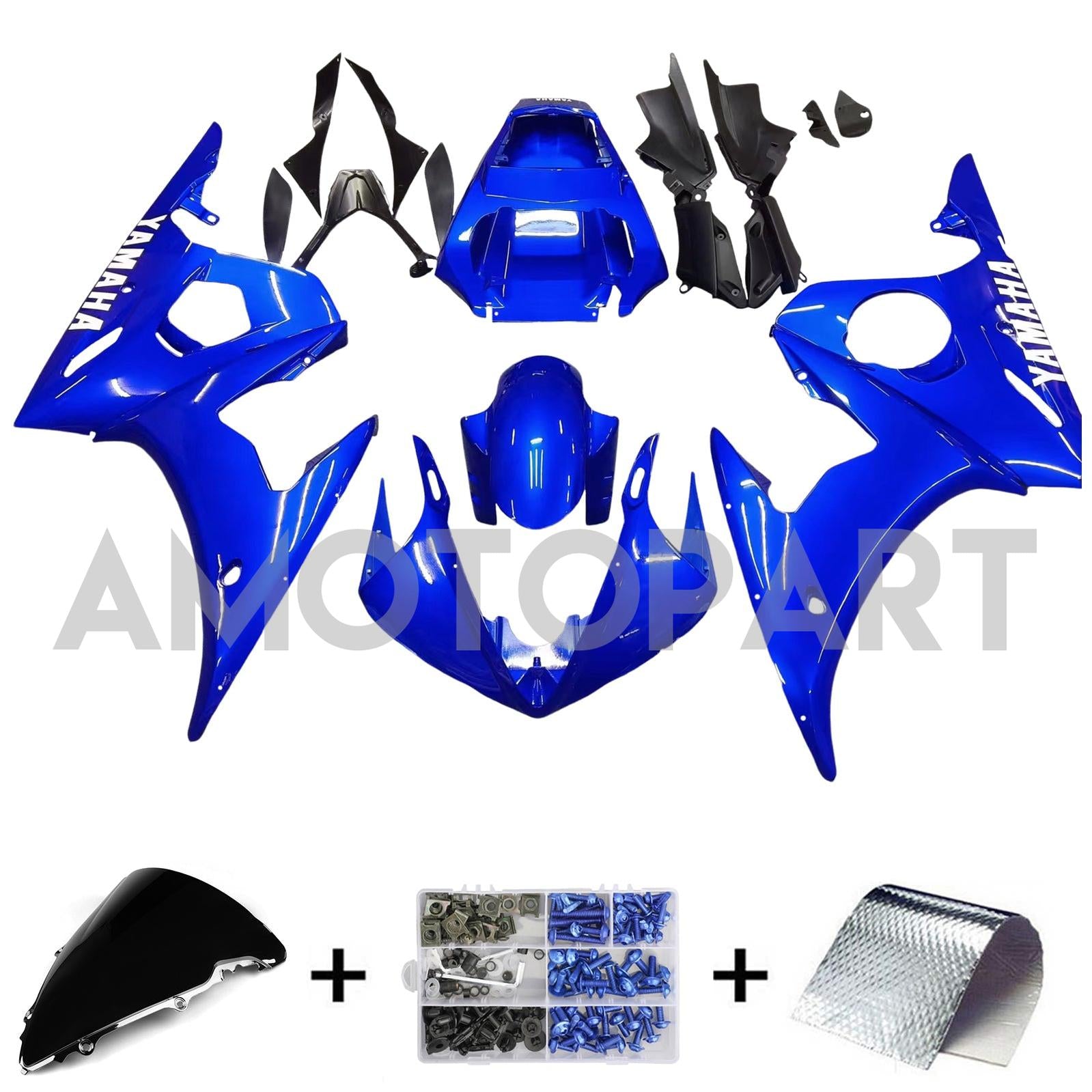 Amotopart 2003-2004 Yamaha R6 & 2006-2009 YZF R6S Fairing Blue Kit