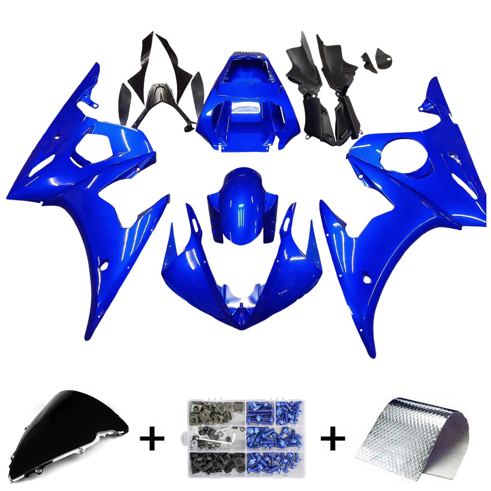 Amotopart 2003-2004 Yamaha R6 & 2006-2009 YZF R6S Blue Fairing Kit