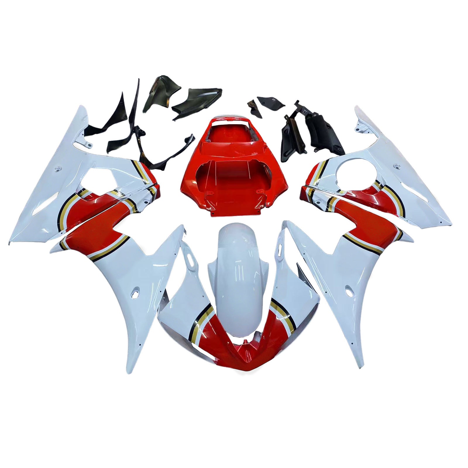 Amotopart 2003-2004 ヤマハ R6 & 2006-2009 YZF R6S フェアリング レッド&ホワイト カラーキット