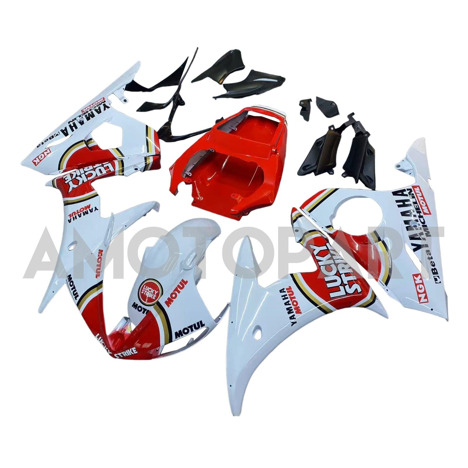Amotopart 2003-2004 Yamaha R6 & 2006-2009 YZF R6S Fairing Red&White Color Kit