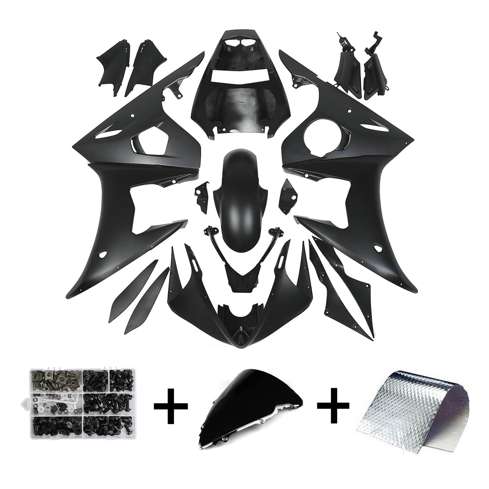 Amotopart 2003 2004 Yamaha YZF R6 & 2006-2009 YZF R6S Black Fairing Kit