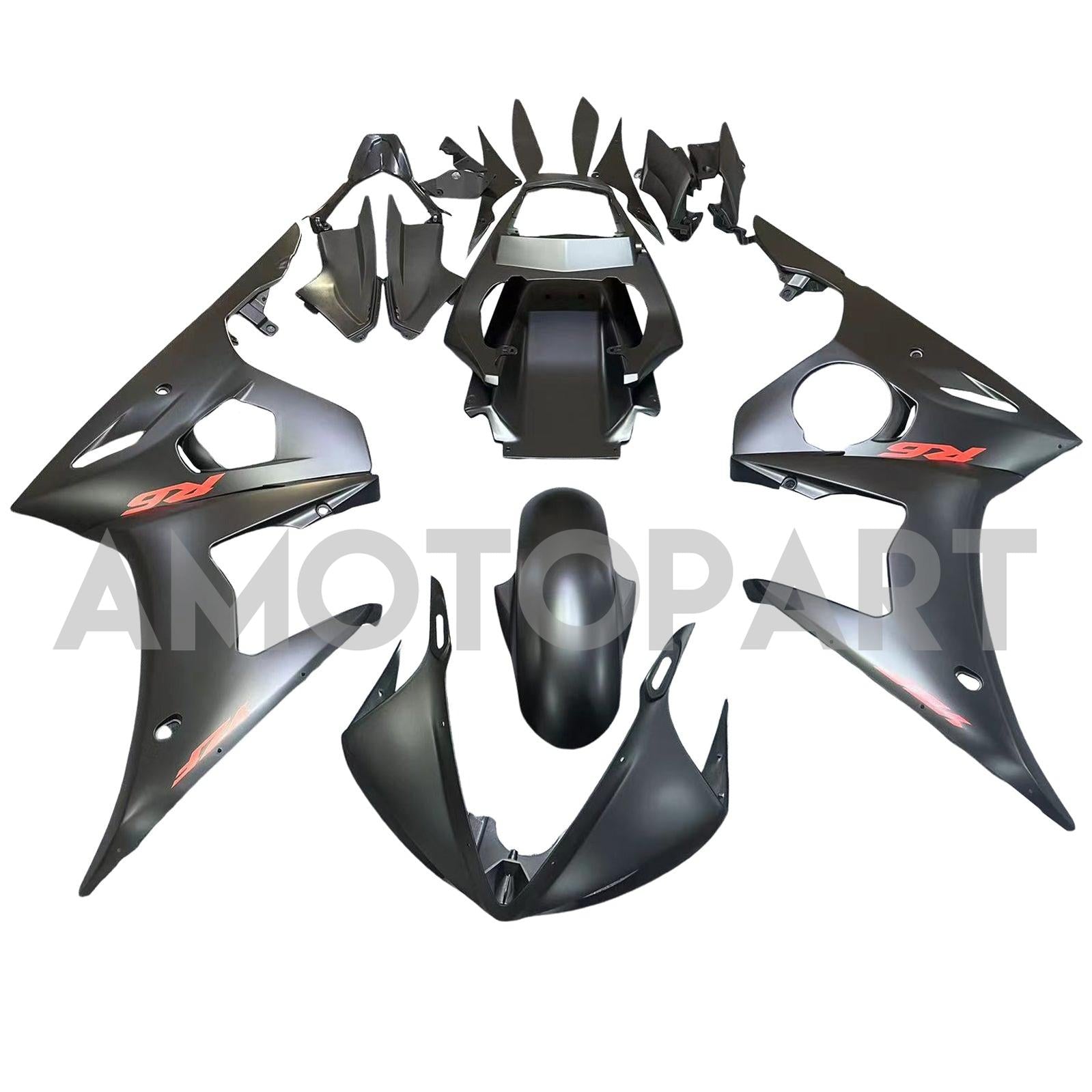 Amotopart Yamaha YZF 600 R6 2003-2004 R6S 2006-2009 Matte Black s červeným logem kapucí