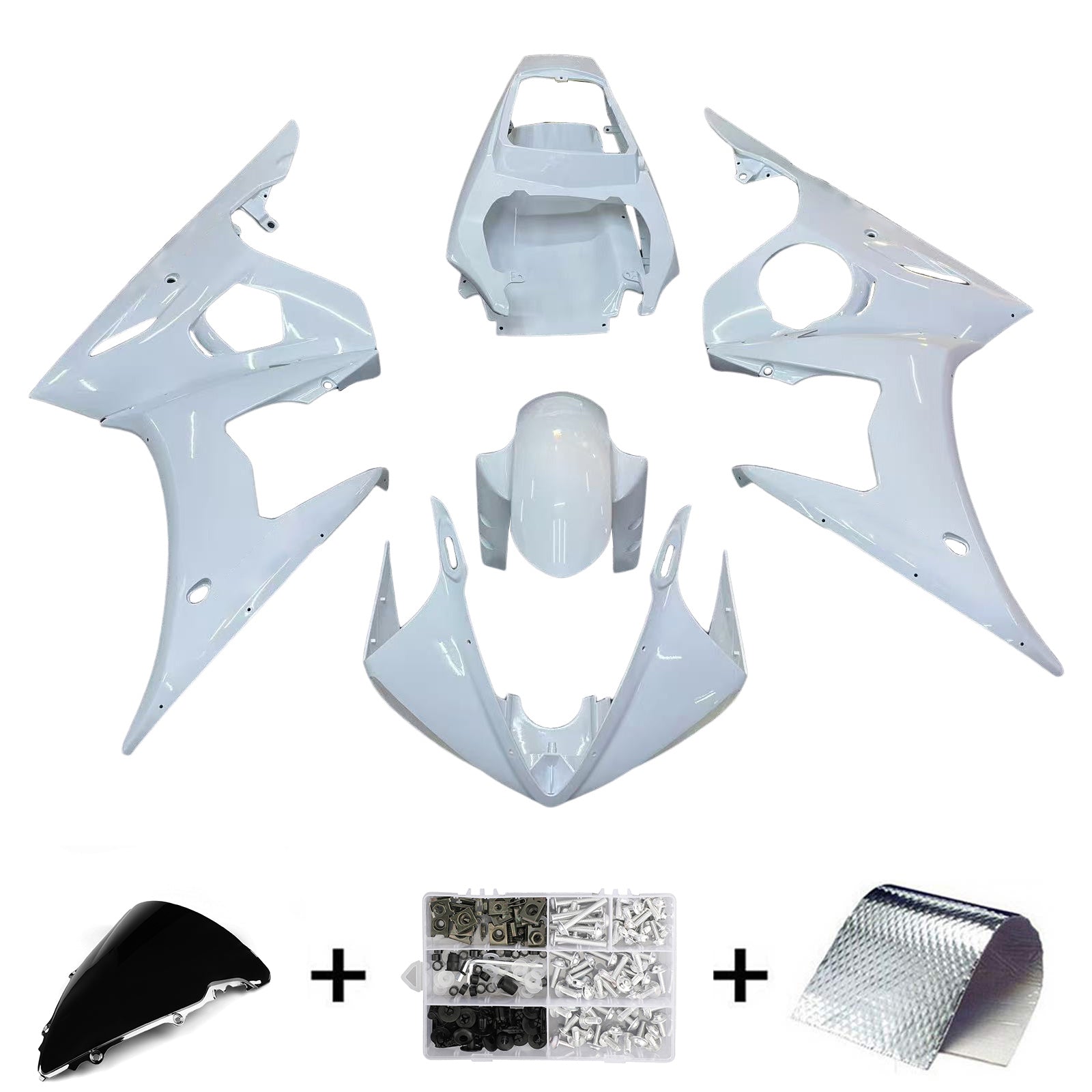 Amotopart Yamaha 2003-2004 YZF 600 R6 & 2006-2009 YZF R6S WHITE RAWIRING KIT