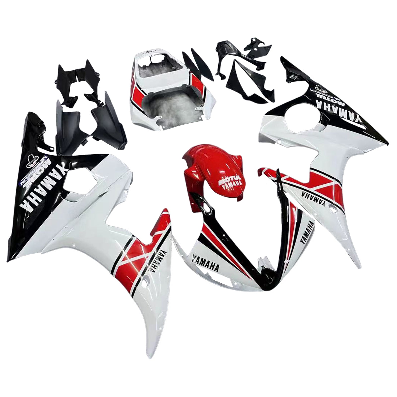 Amotopart Yamaha 2003-2004 YZF 600 R6 y 2006-2009 YZF R6S Kit de carenado blanco rojo