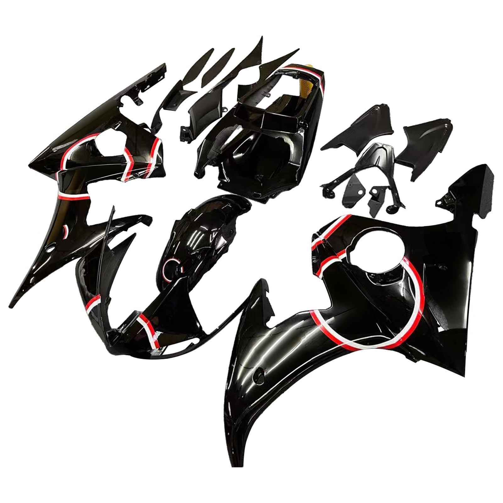 Amotopart Yamaha 2003-2004 YZF 600 R6 i 2006-2009 YZF R6S Black Fairing Kit
