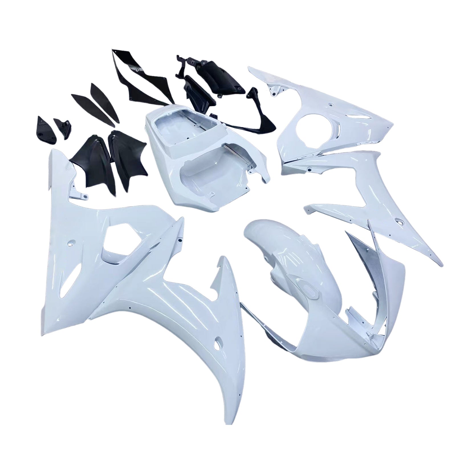 Amotopart 2003-2004 Yamaha R6 & 2006-2009 YZF R6S Fairing White & Gold Kit