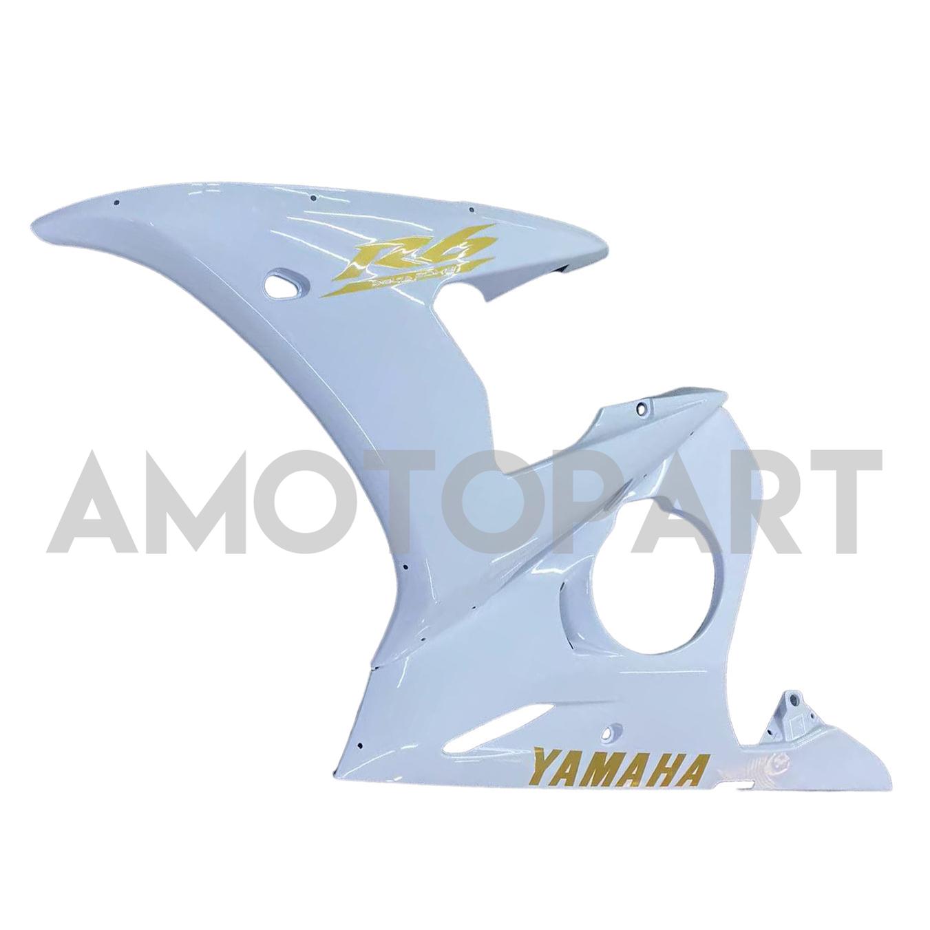 Amotopart 2003-2004 Yamaha R6 i 2006-2009 YZF R6S Fairing White & Gold Kit