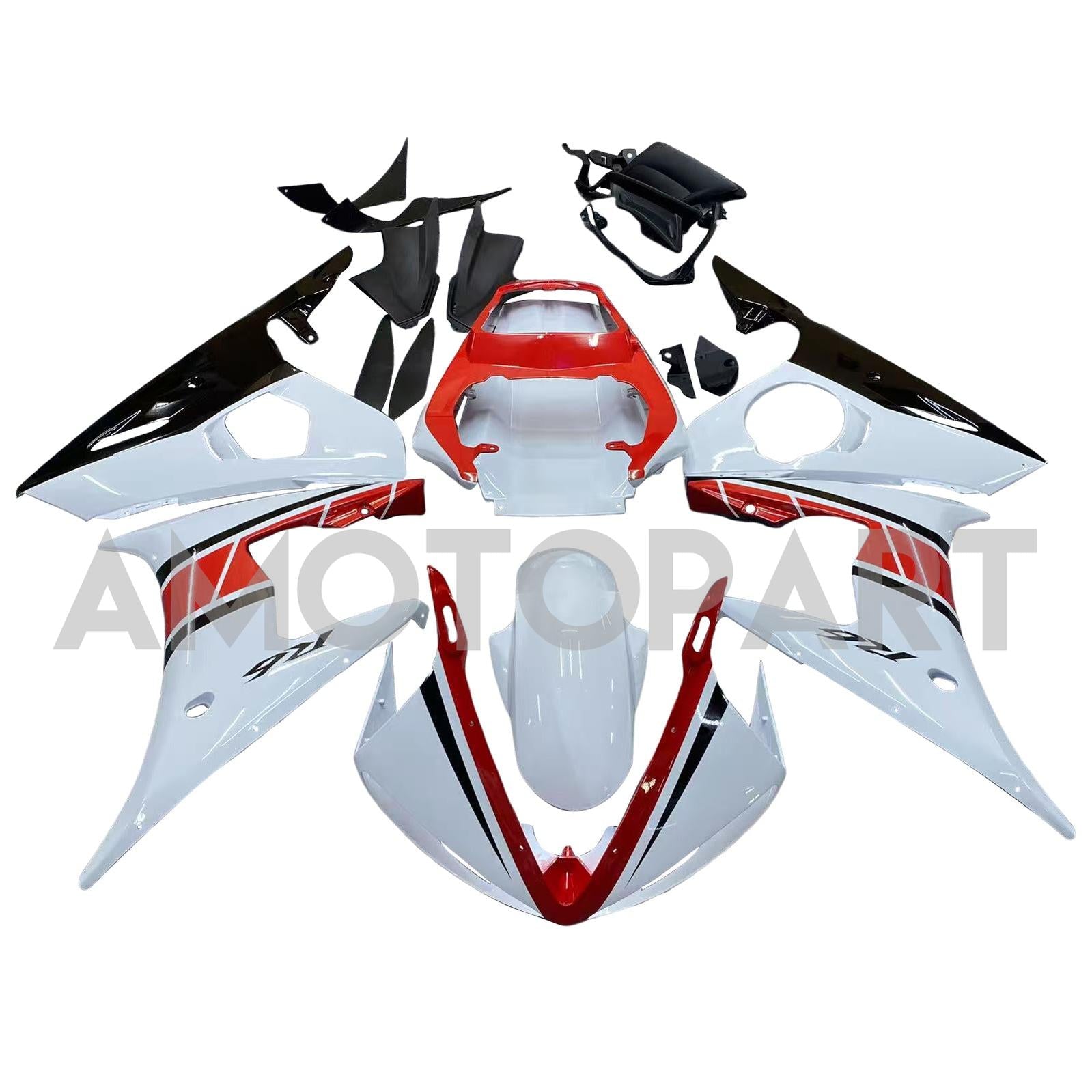 Amotopart Yamaha 2003-2004 YZF 600 R6 & 2006-2009 YZF R6S White Fairing Kit
