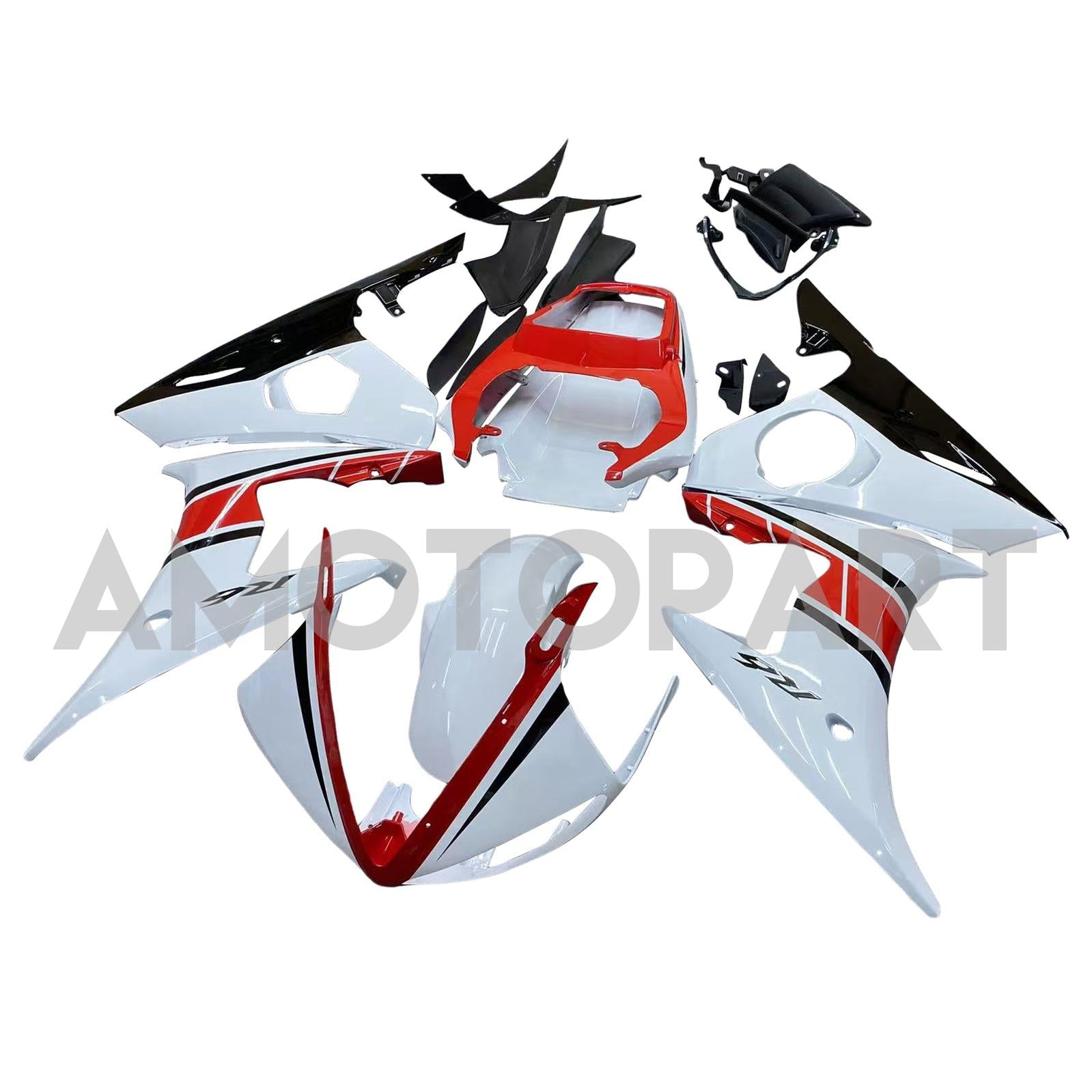 Amotopart Yamaha 2003-2004 YZF 600 R6 & 2006-2009 YZF R6S White Fairing Kit