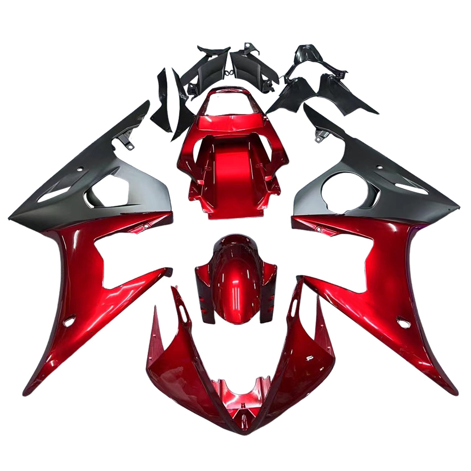 Amotopart 2003-2004 YZF 600 R6 i 2006-2009 YZF R6S Yamaha Red & Black Fair Kit