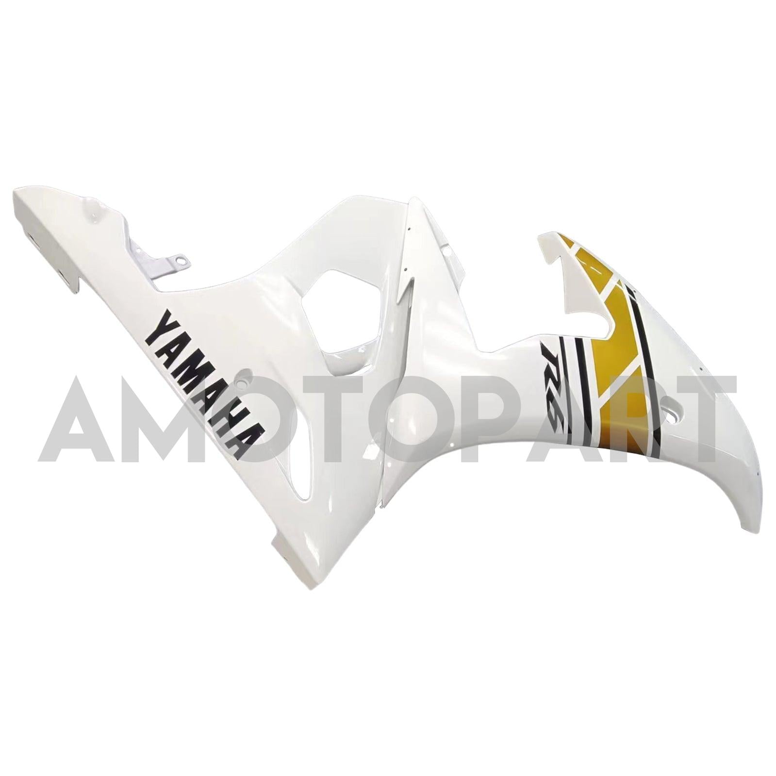 Amotopart 2003-2004 YZF 600 R6 & 2006-2009 YZF R6S Yamaha White & Gold Fairing Kit