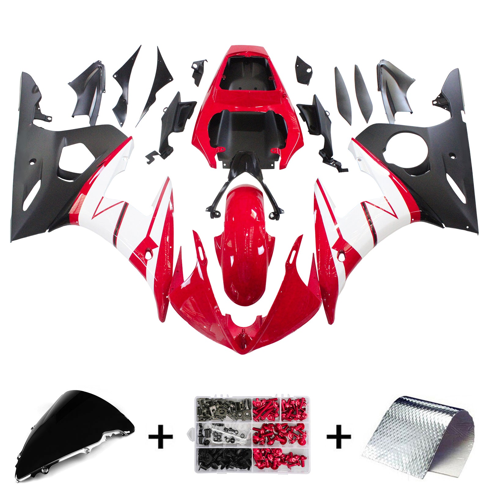Amotopart Yamaha 2003-2004 YZF 600 R6 & 2006-2009 YZF R6S Red&White Fairing Kit