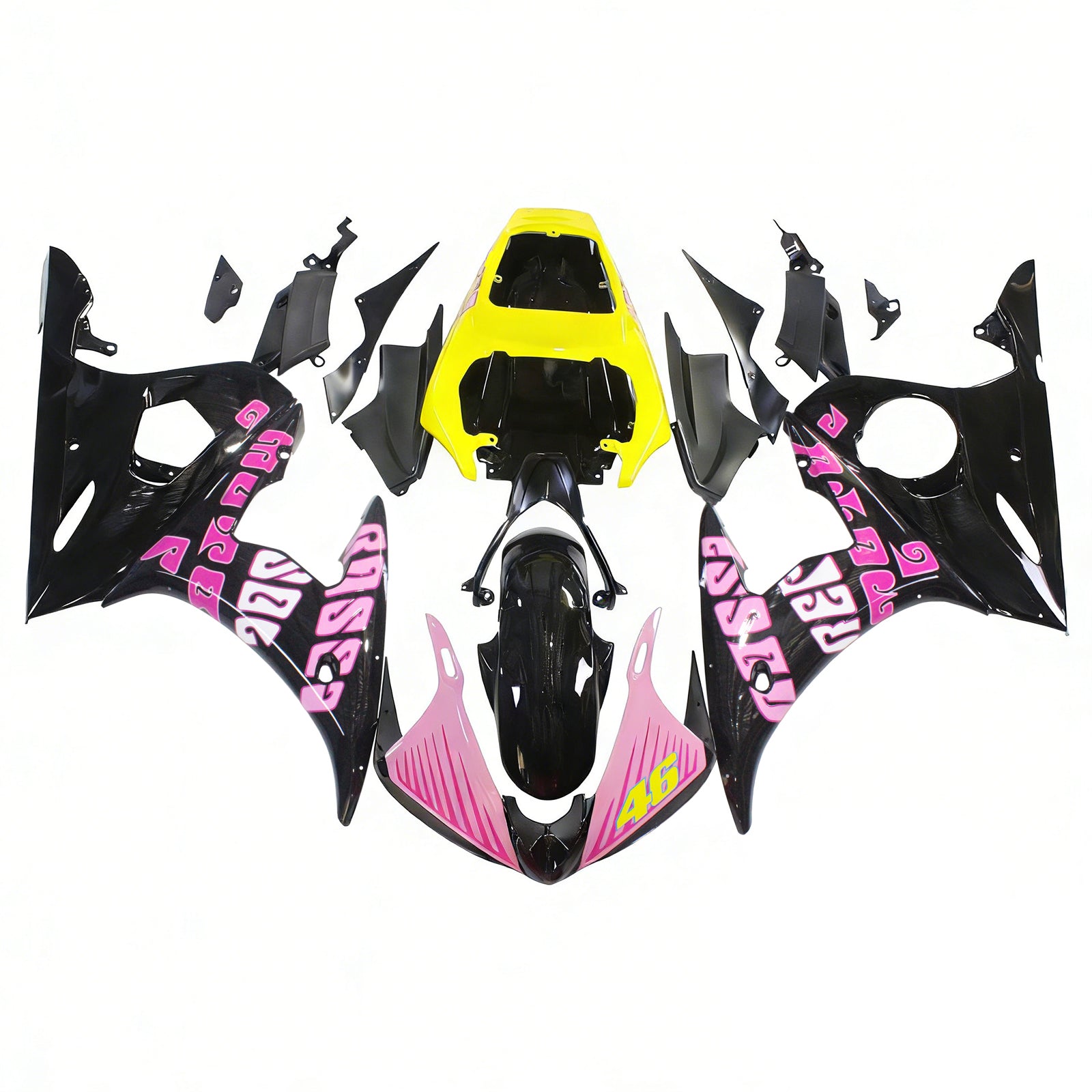 Amotopart Yamaha 2003-2004 YZF 600 R6 e 2006-2009 YZF R6S Kit de carenagem rosa preto