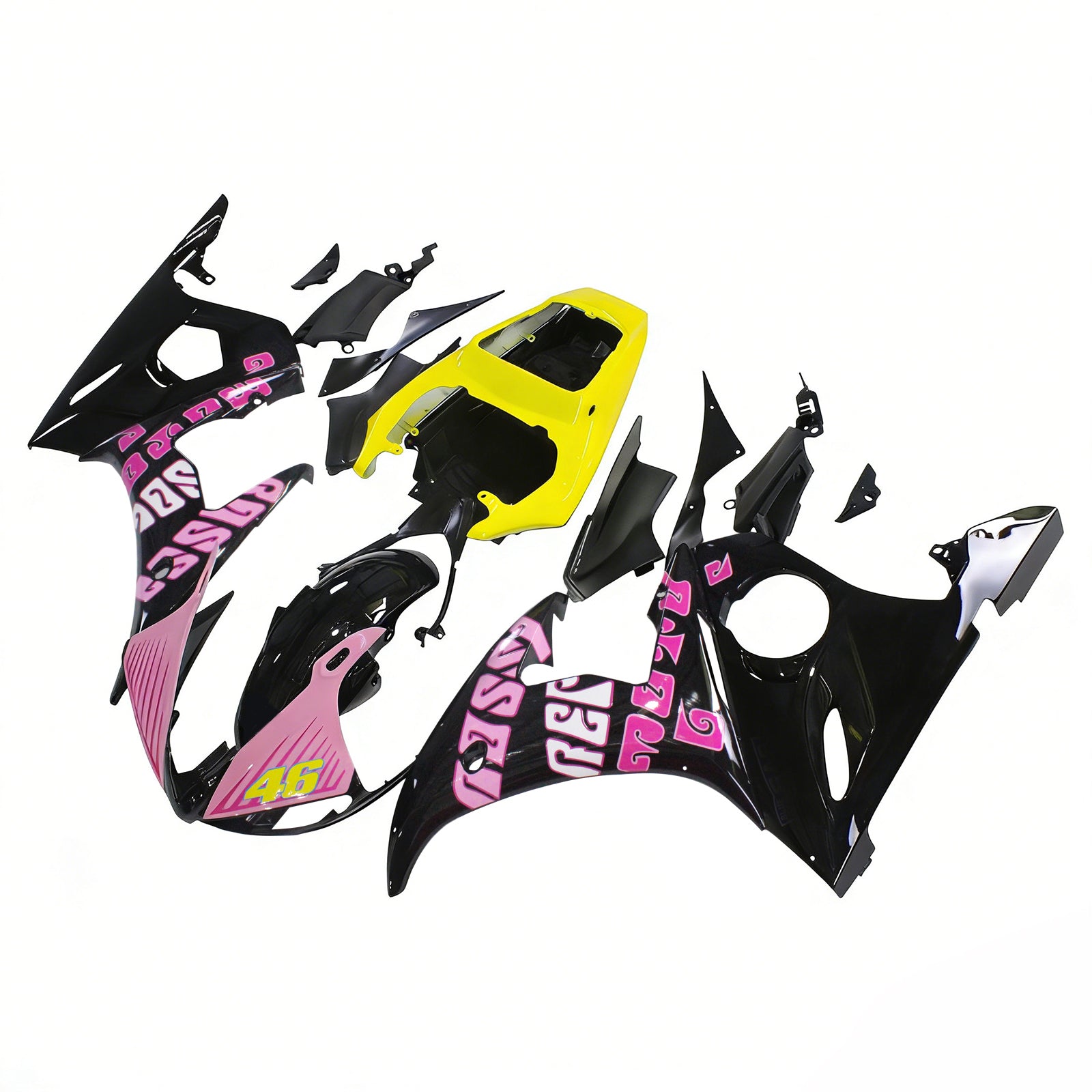 Amotopart Yamaha 2003-2004 YZF 600 R6 e 2006-2009 YZF R6S Kit de carenagem rosa preto