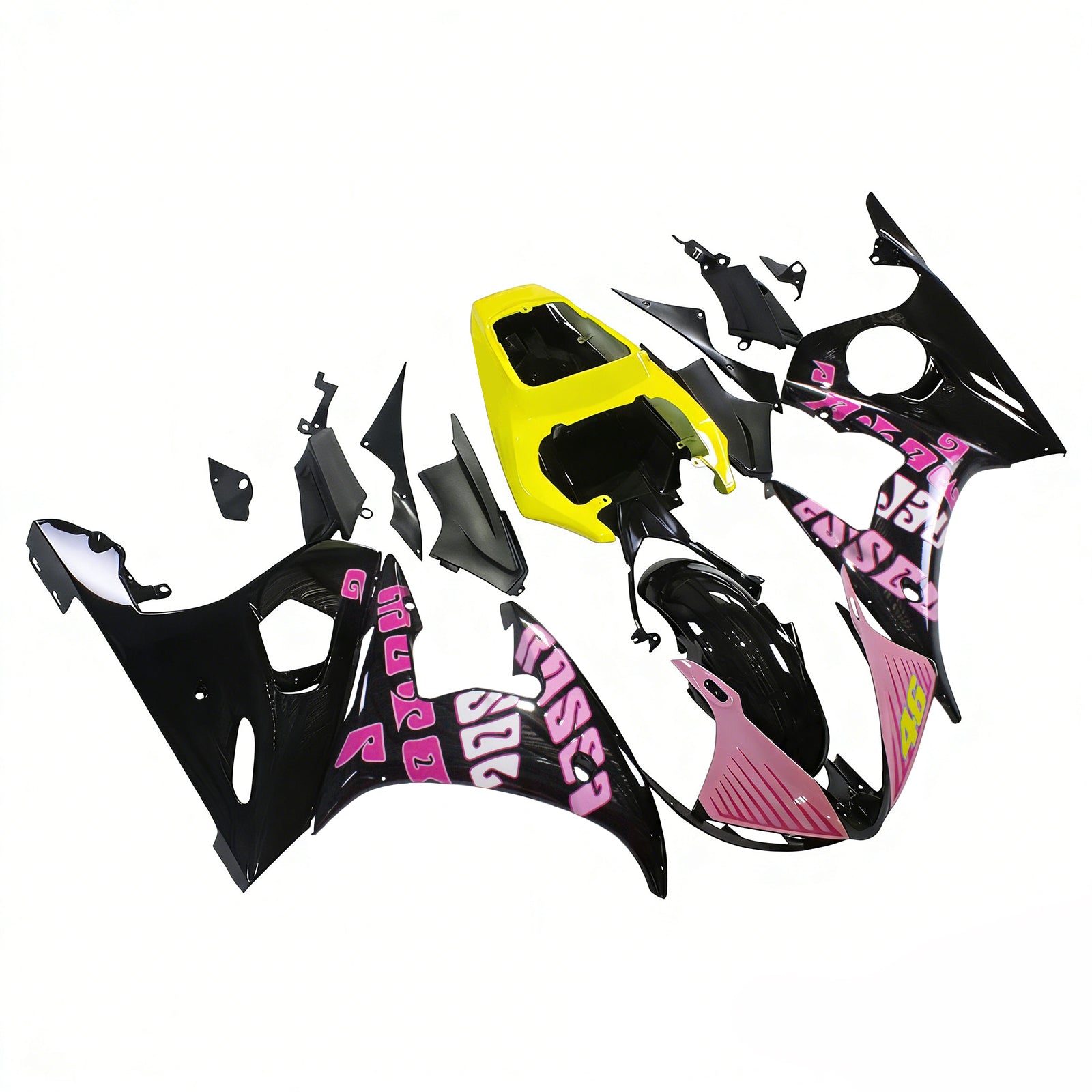 Amotopart Yamaha 2003-2004 YZF 600 R6 e 2006-2009 YZF R6S Kit de carenagem rosa preto