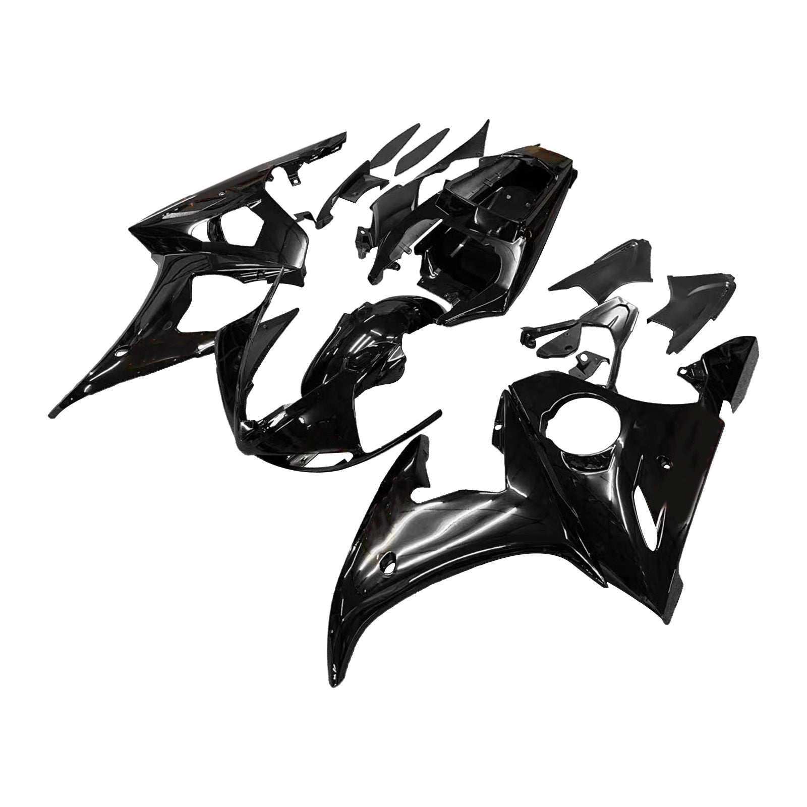 Amotopart Yamaha 2003-2004 YZF 600 R6 & Kit de carénage noir YZF R6S 2006-2009