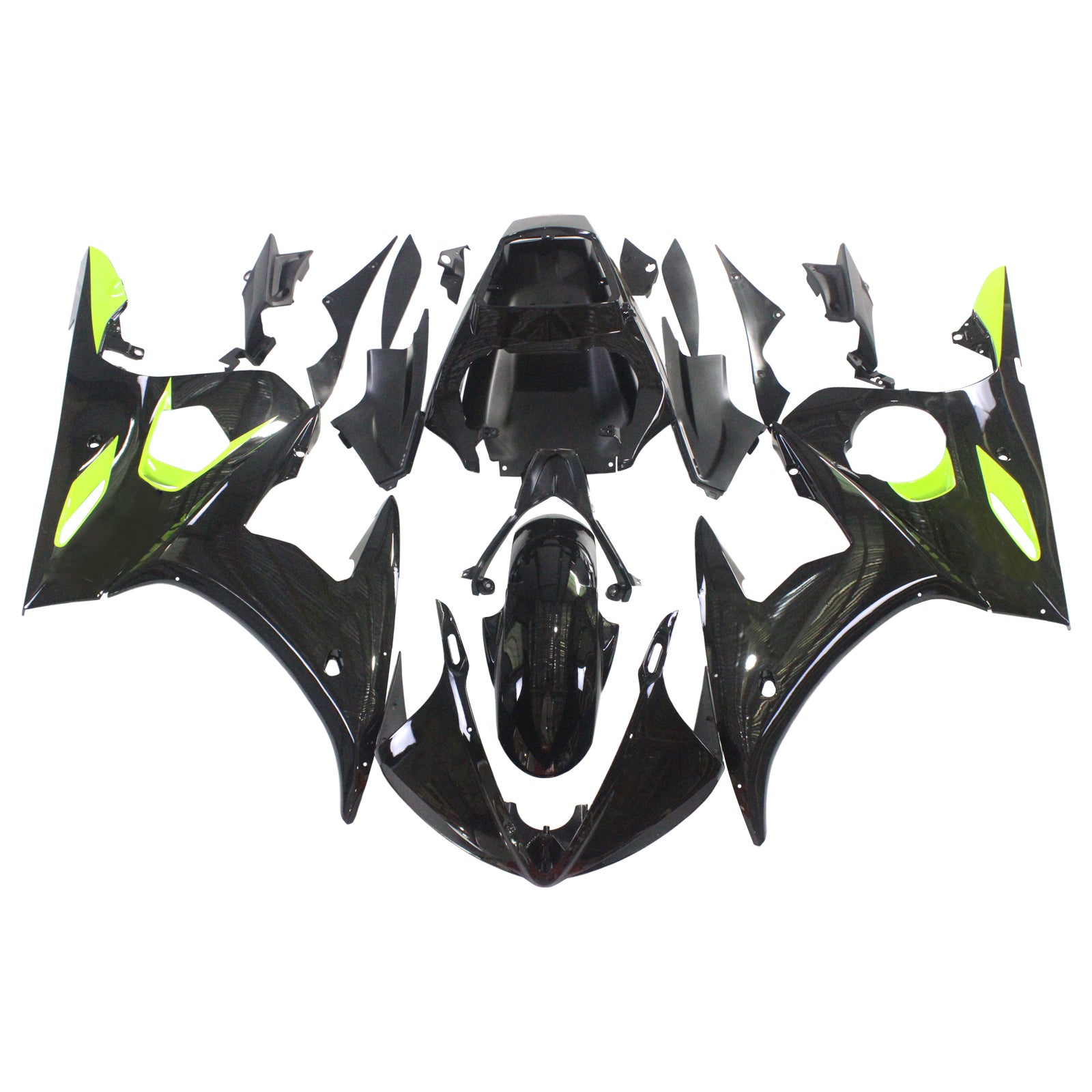 Amotopart ヤマハ 2003-2004 YZF 600 R6 & 2006-2009 YZF R6S ブラック フェアリングキット