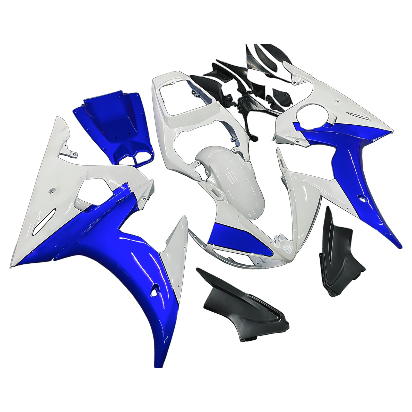 Amotopart Yamaha 2003-2004 YZF 600 R6 & 2006–2009 YZF R6S Blau-Weiß Verkleidungssatz