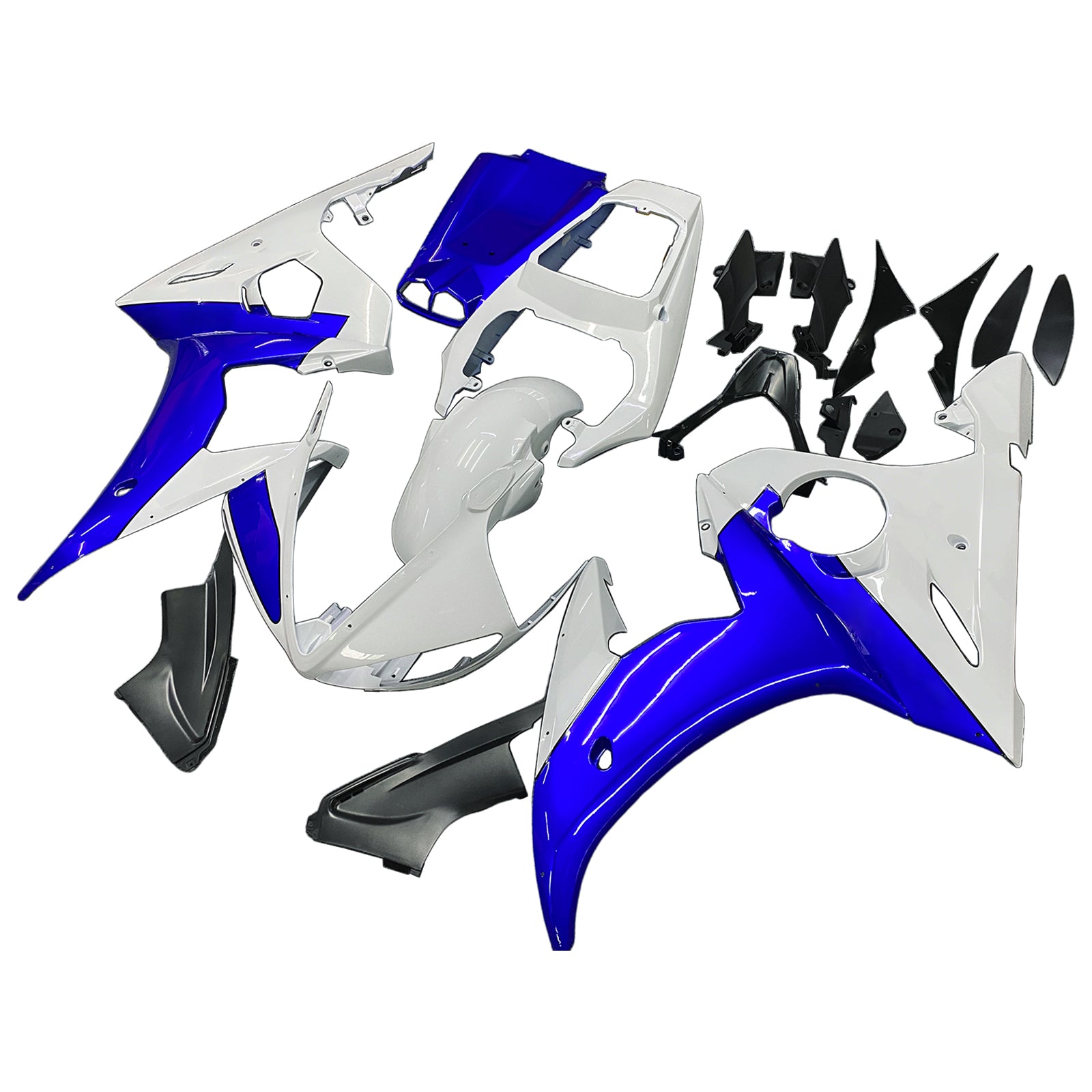 Amotopart Yamaha 2003-2004 YZF 600 R6 & 2006–2009 YZF R6S Blau-Weiß Verkleidungssatz