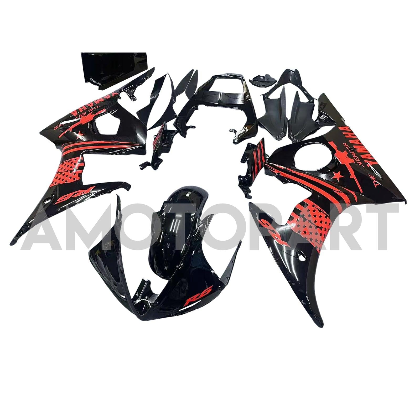 Injektionsknap Kit Bodywork Plastik ABS Fit til Yamaha 2003-2004 YZF 600 R6 & 2006-2009 YZF R6S