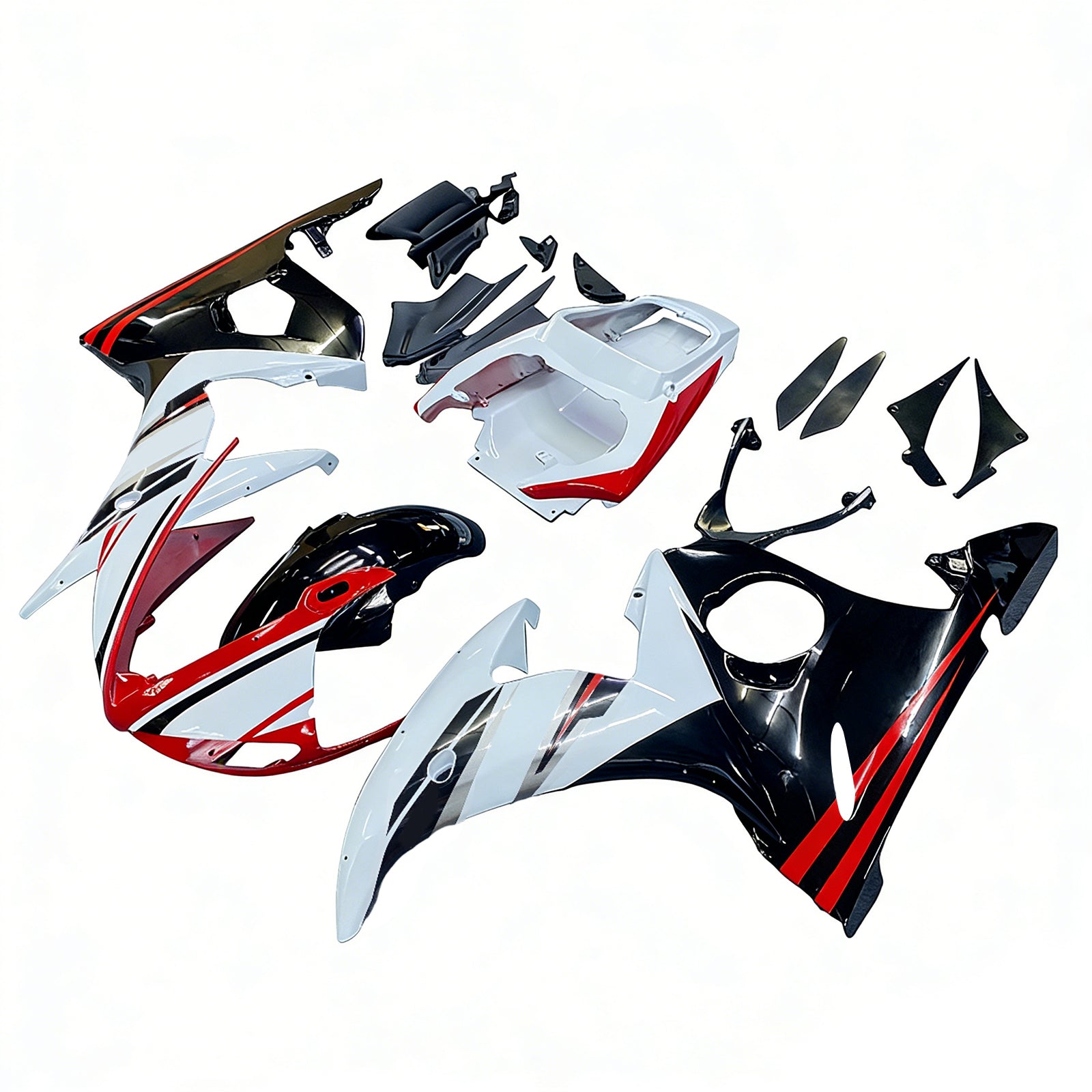 Amotopart 2003-2004 Yamaha YZF 600 R6 & 2006-2009 YZF R6S White Black Red Fairing Kit