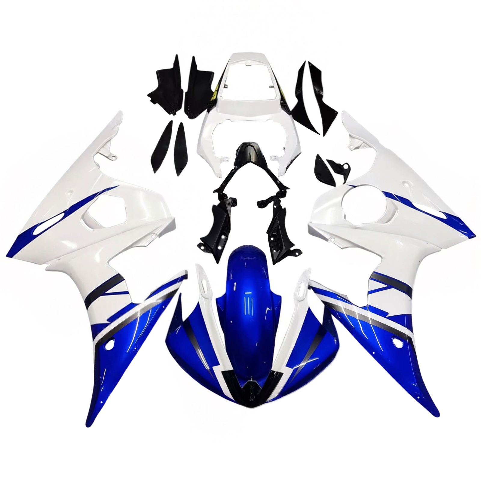 Amotopart 2005 Yamaha R6 Fairing White & Blue Color Kit