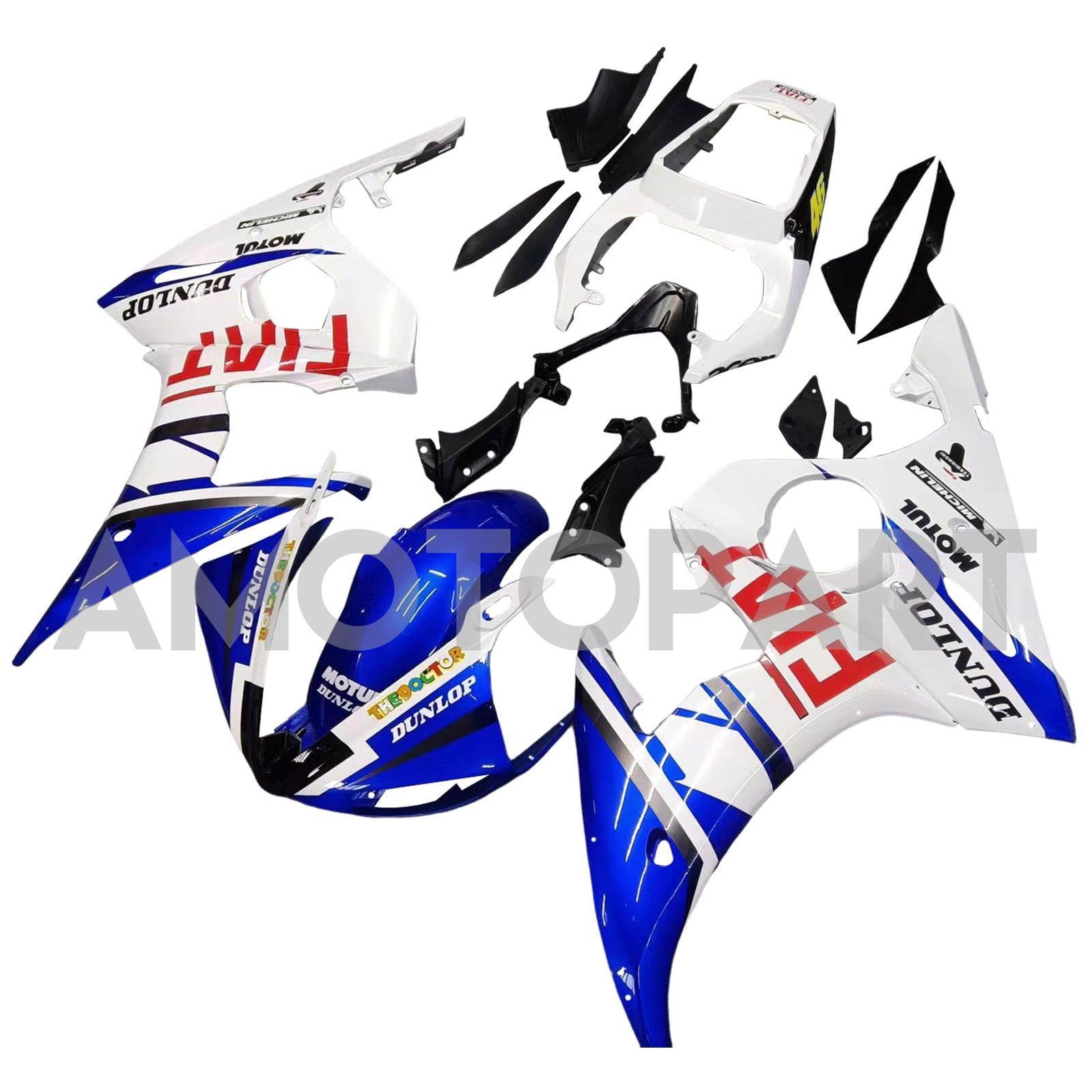 Amotopart 2005 Yamaha R6 Fairing White&Blue Color Kit