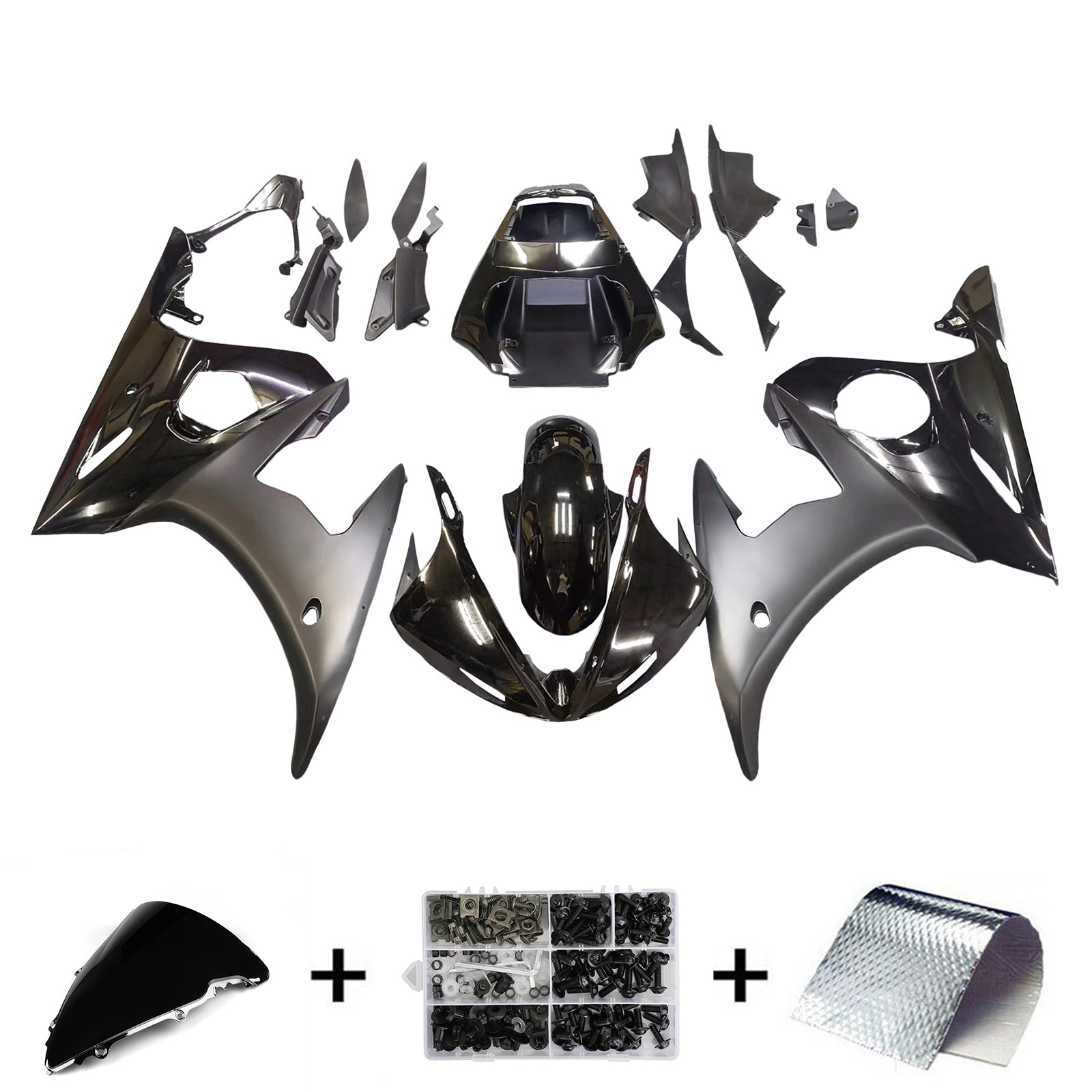 Amotopart 2005 Yamaha R6 Fairing Matt Black Kit