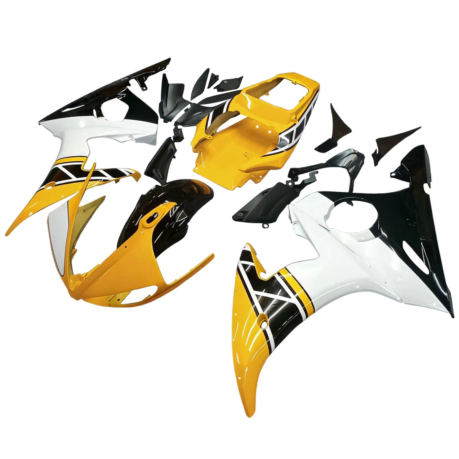 Amotopart Yamaha 2005 YZF 600 R6 White Black Fairing Kit