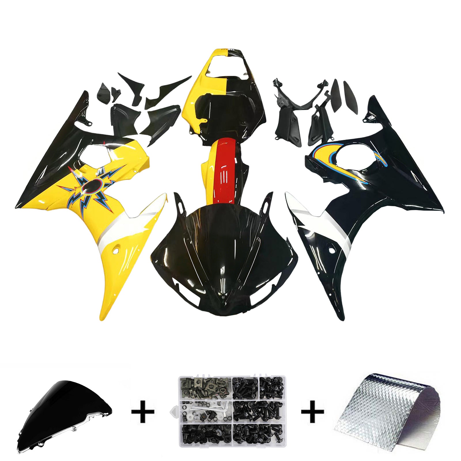 Amotopart 2005 Yamaha R6 Fairing Multi Color & Number 46 Kit