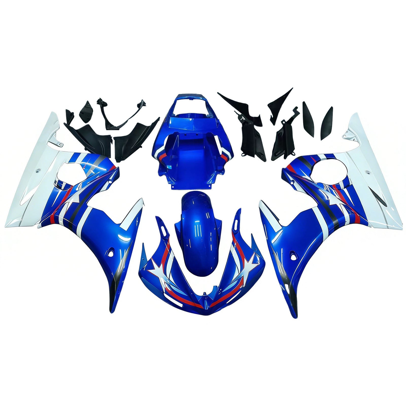 Amotopart 2005 Yamaha R6 Fairing Multi Blue Kit