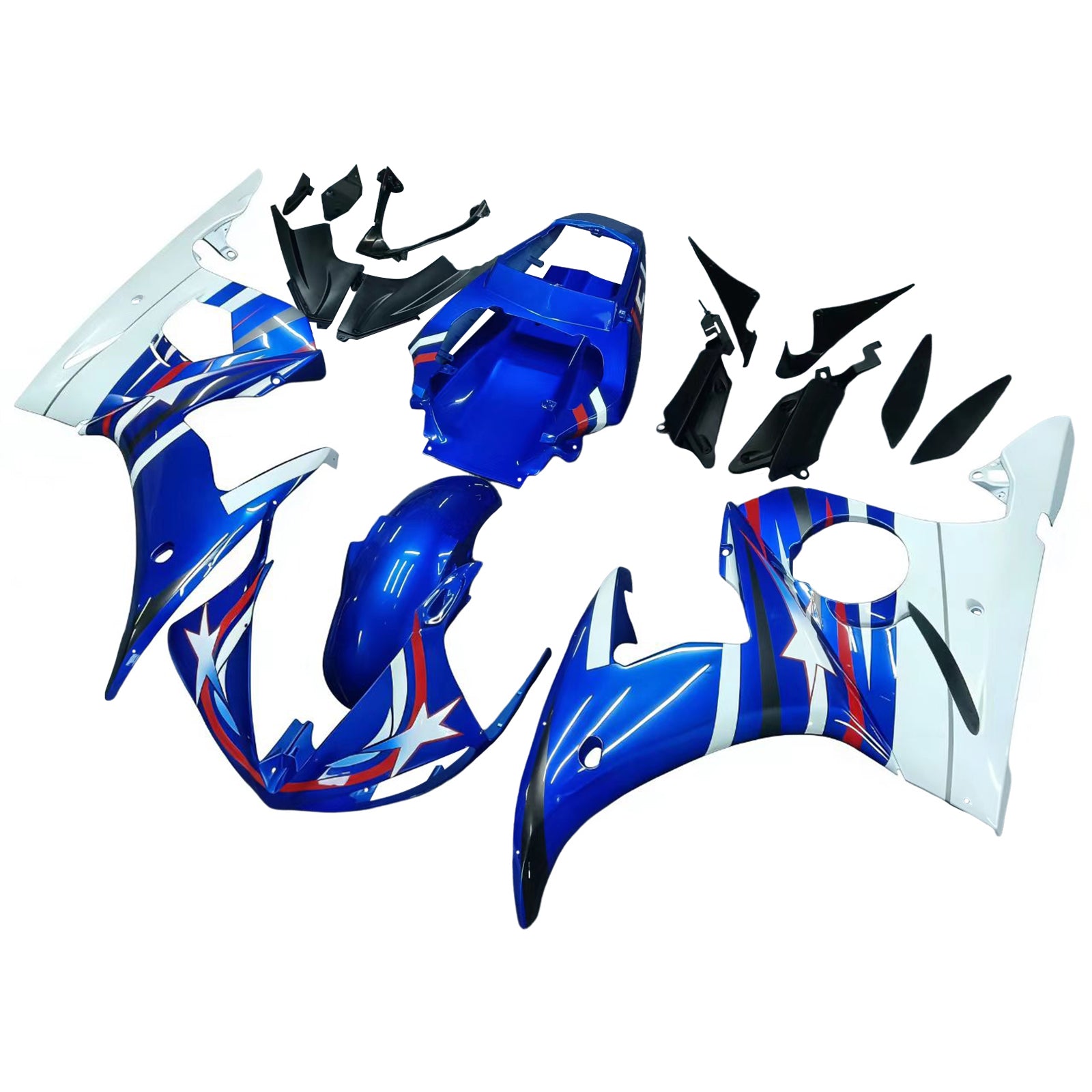 Amotopart 2005 Yamaha R6 Fairing Multi Blue Kit