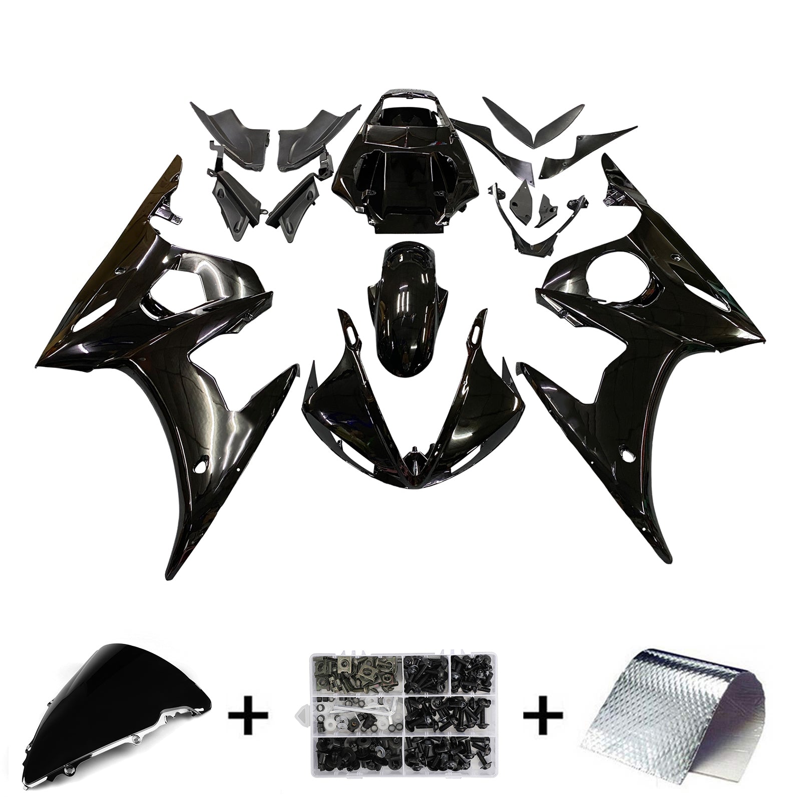 Amotopart 2005 Yamaha R6 Fairing G-Black Kit