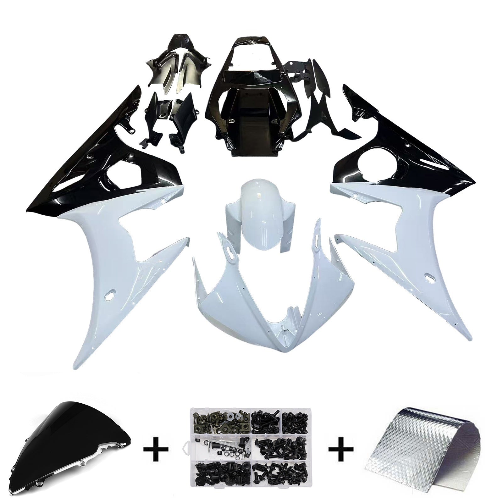 Amotopart 2005 Yamaha R6 Fairing Black&White Kit