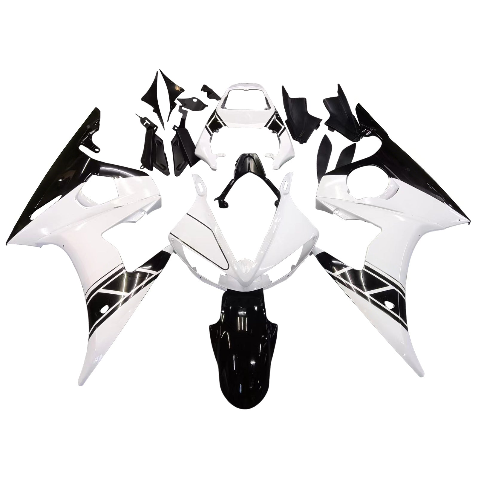 Amotopart 2005 Yamaha R6 Fairing White & Black Kit