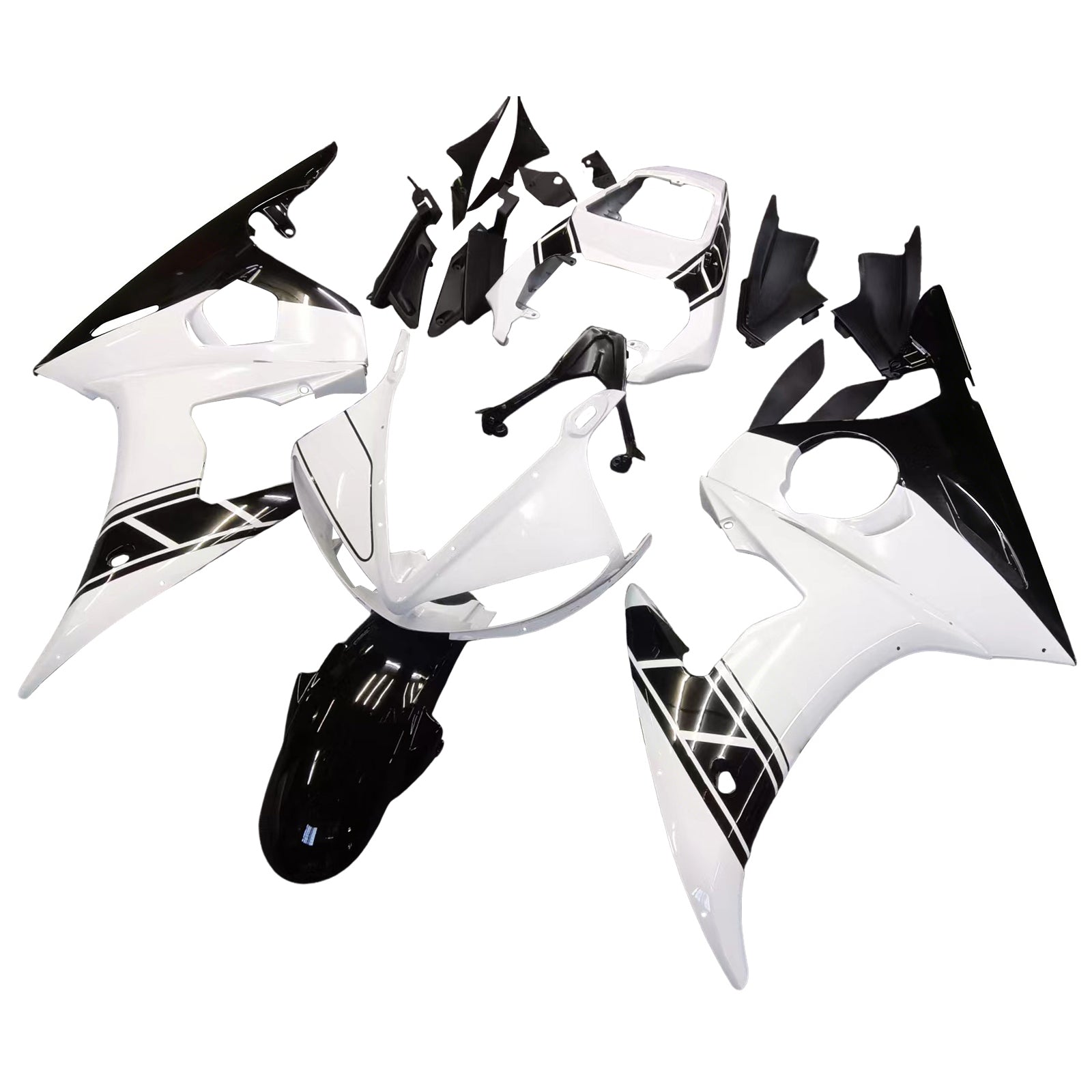 Amotopart 2005 Yamaha R6 Fairing White & Black Kit
