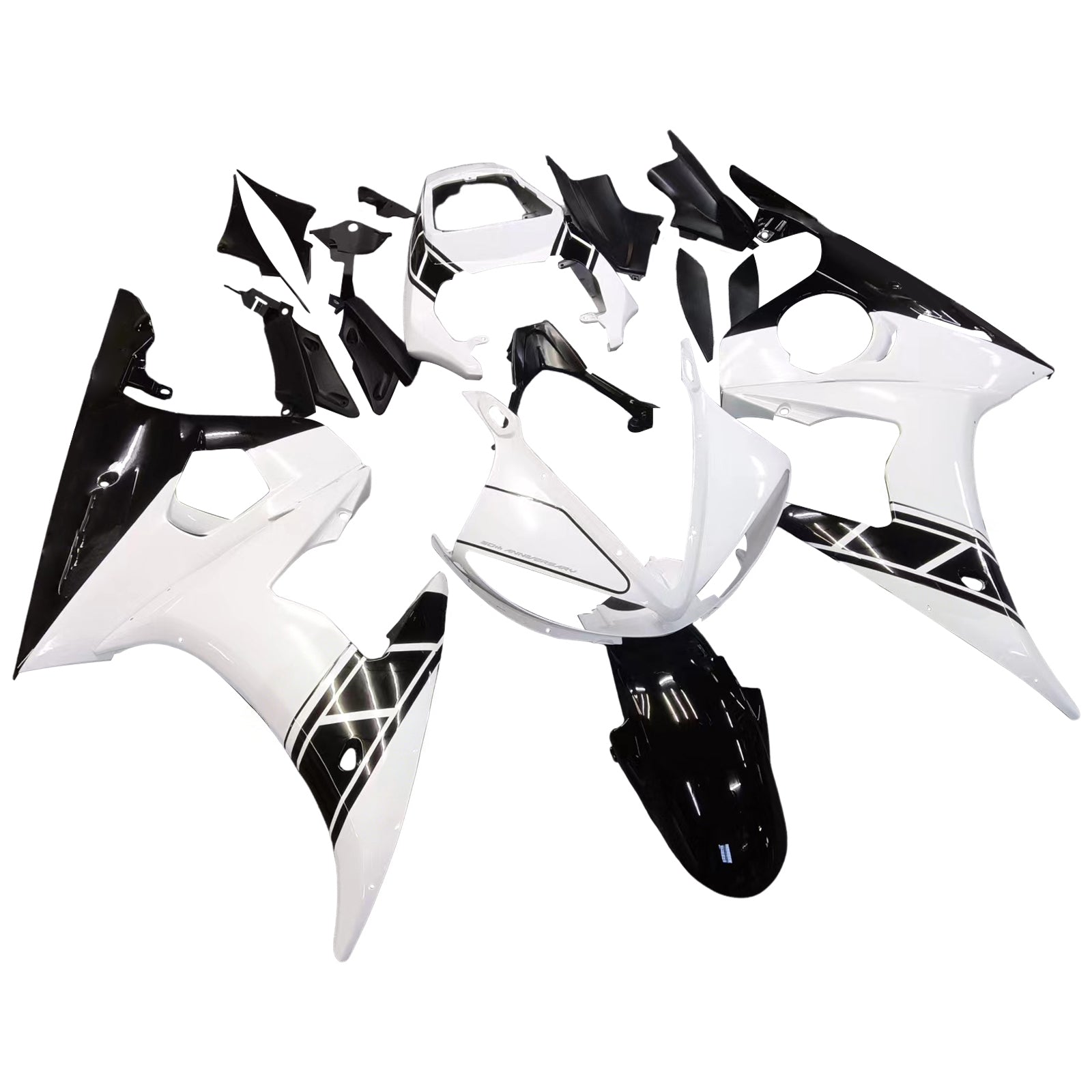 Amotopart 2005 Yamaha R6 Fairing White & Black Kit