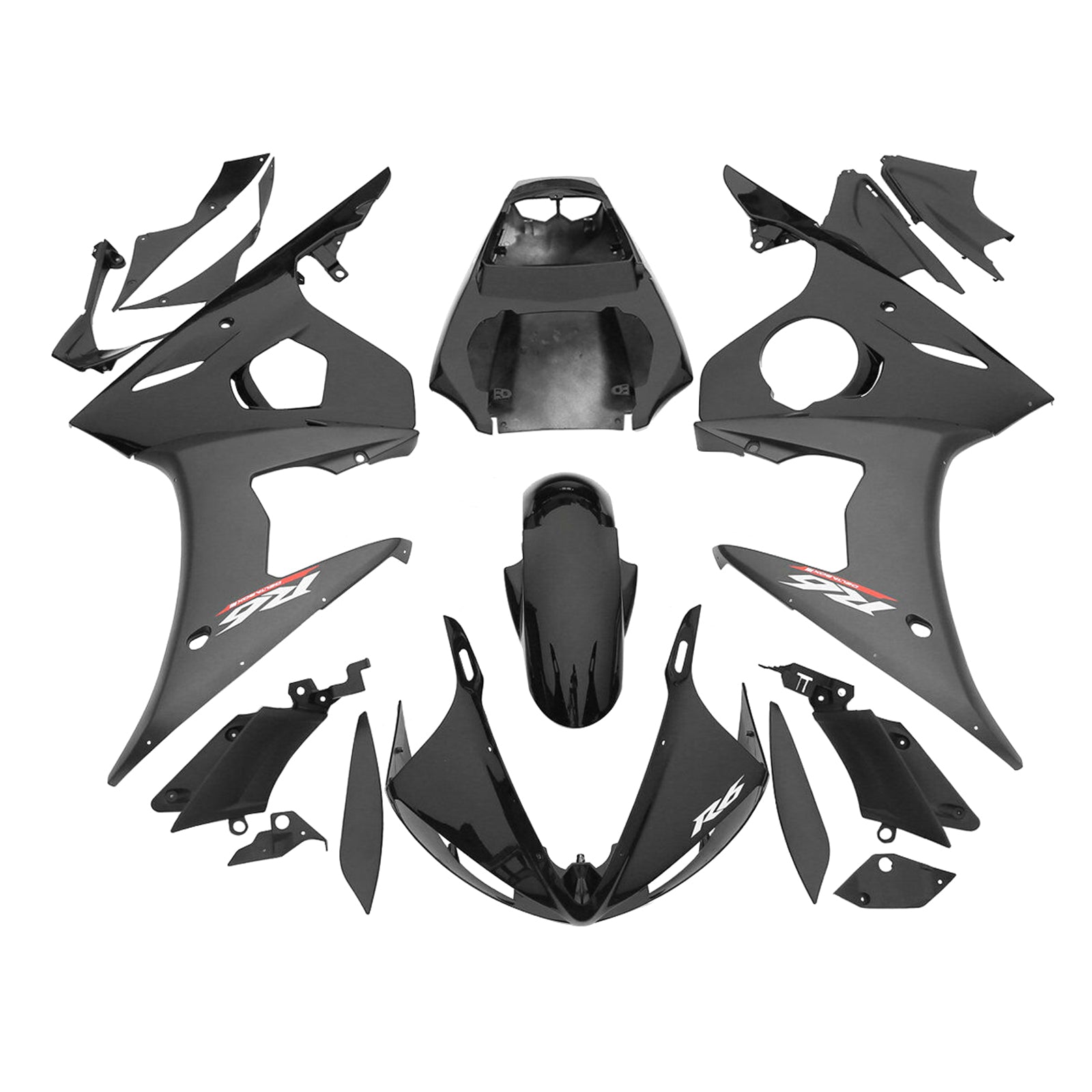 Amotopart 2005 Yamaha YZF R6 Black Fairing Kit