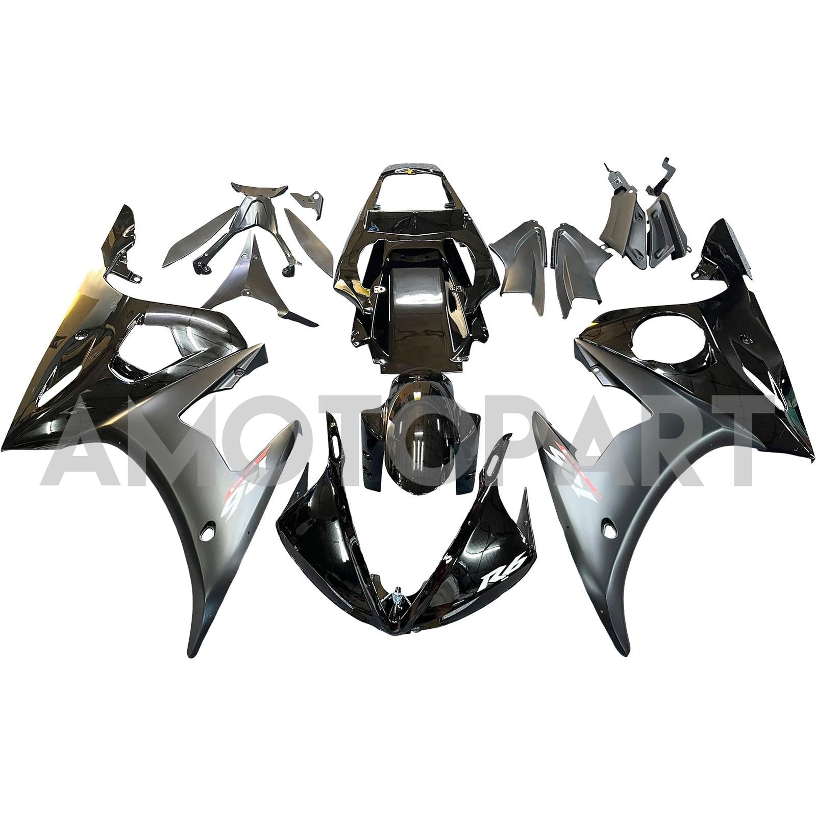 Amotopart 2005 Yamaha YZF-R6 Black Fairing Kit