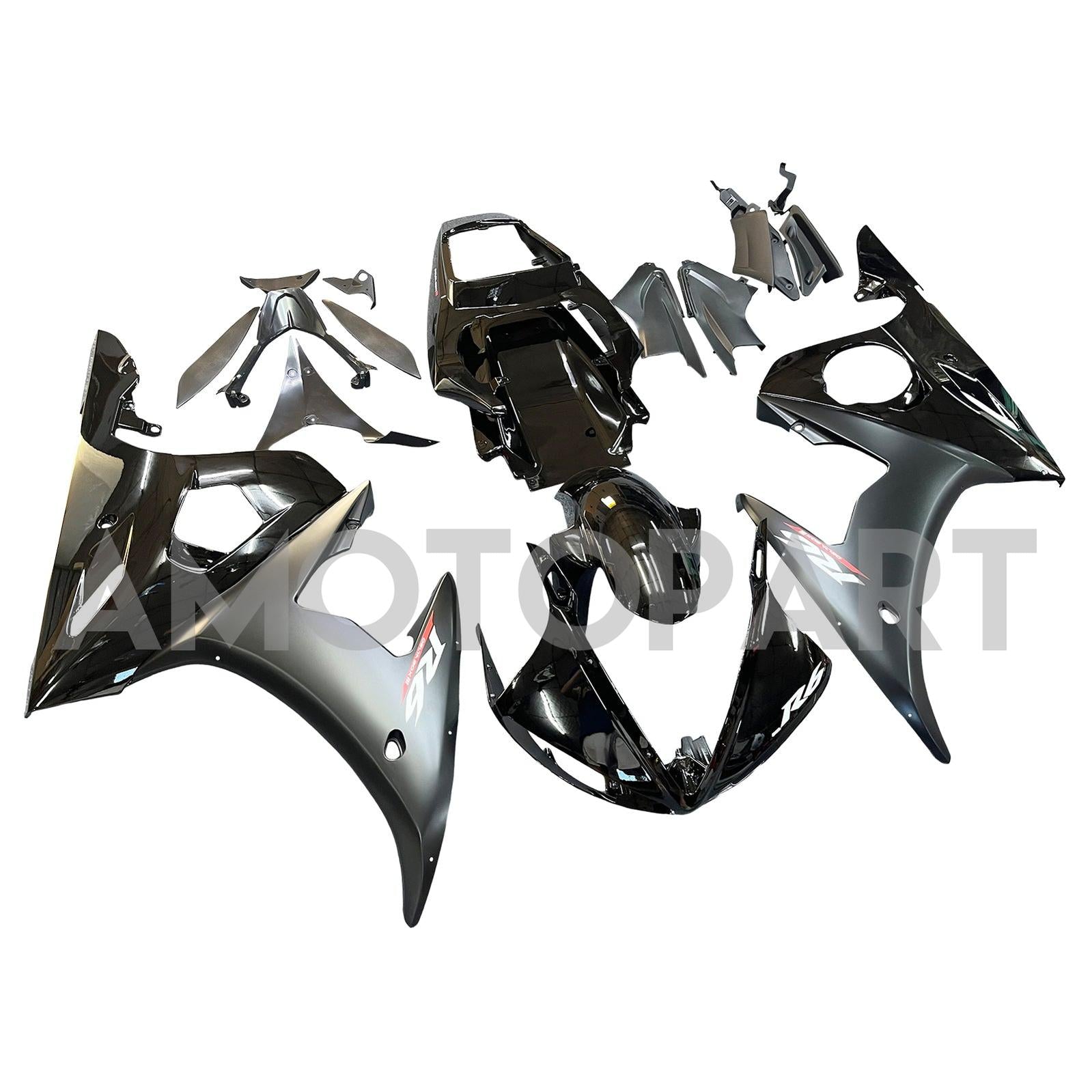 Amotopart 2005 Yamaha YZF-R6 Black Fairing Kit