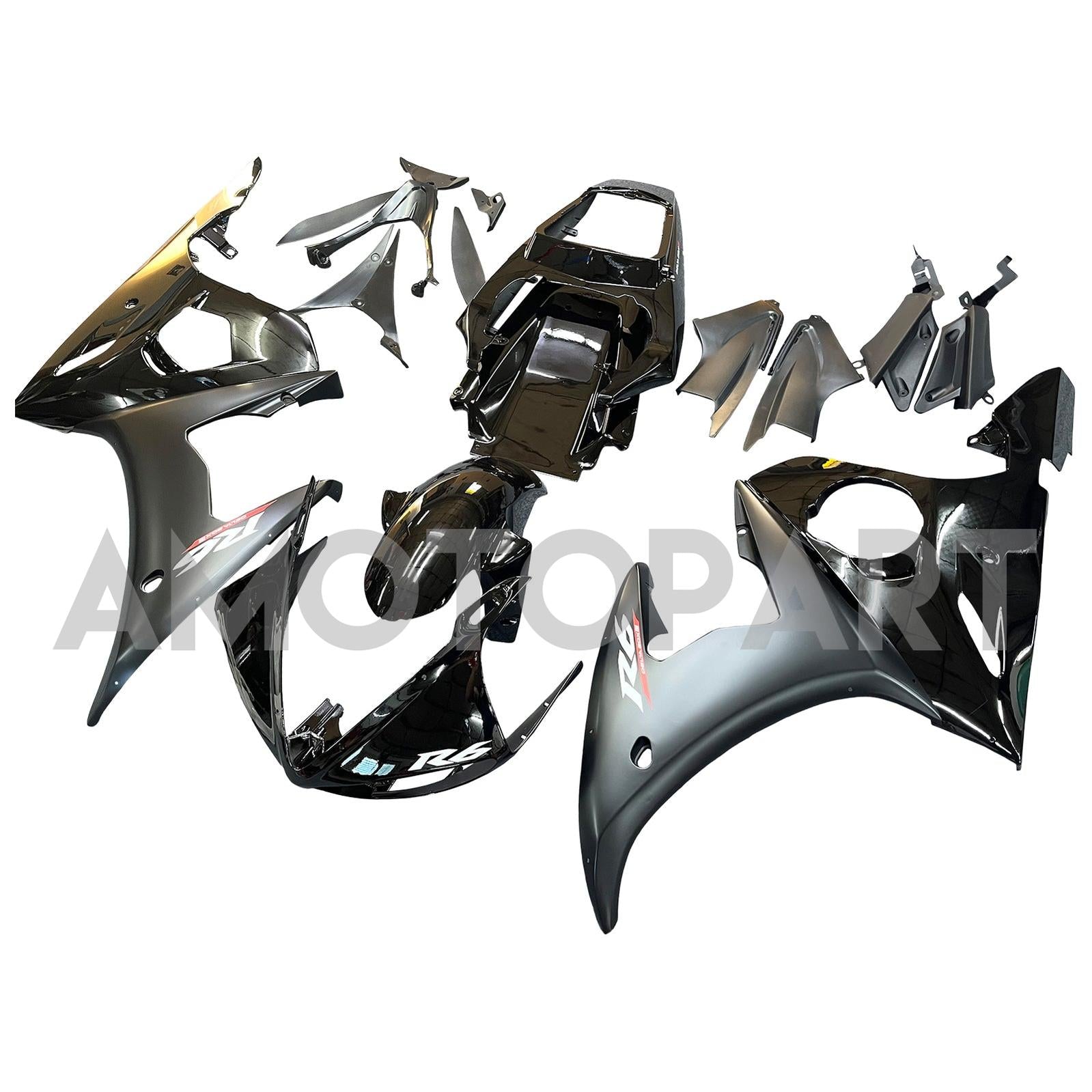 Amotopart 2005 Yamaha YZF-R6 Black Fairing Kit