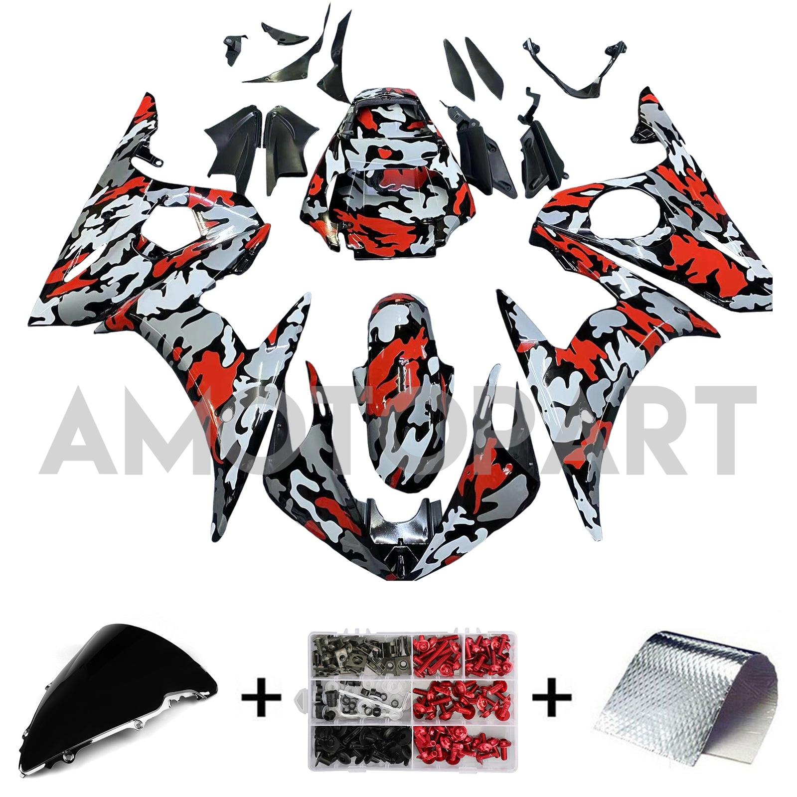 Amotopart 2005 Yamaha YZF-R6 Camouflage Red Fairing Kit