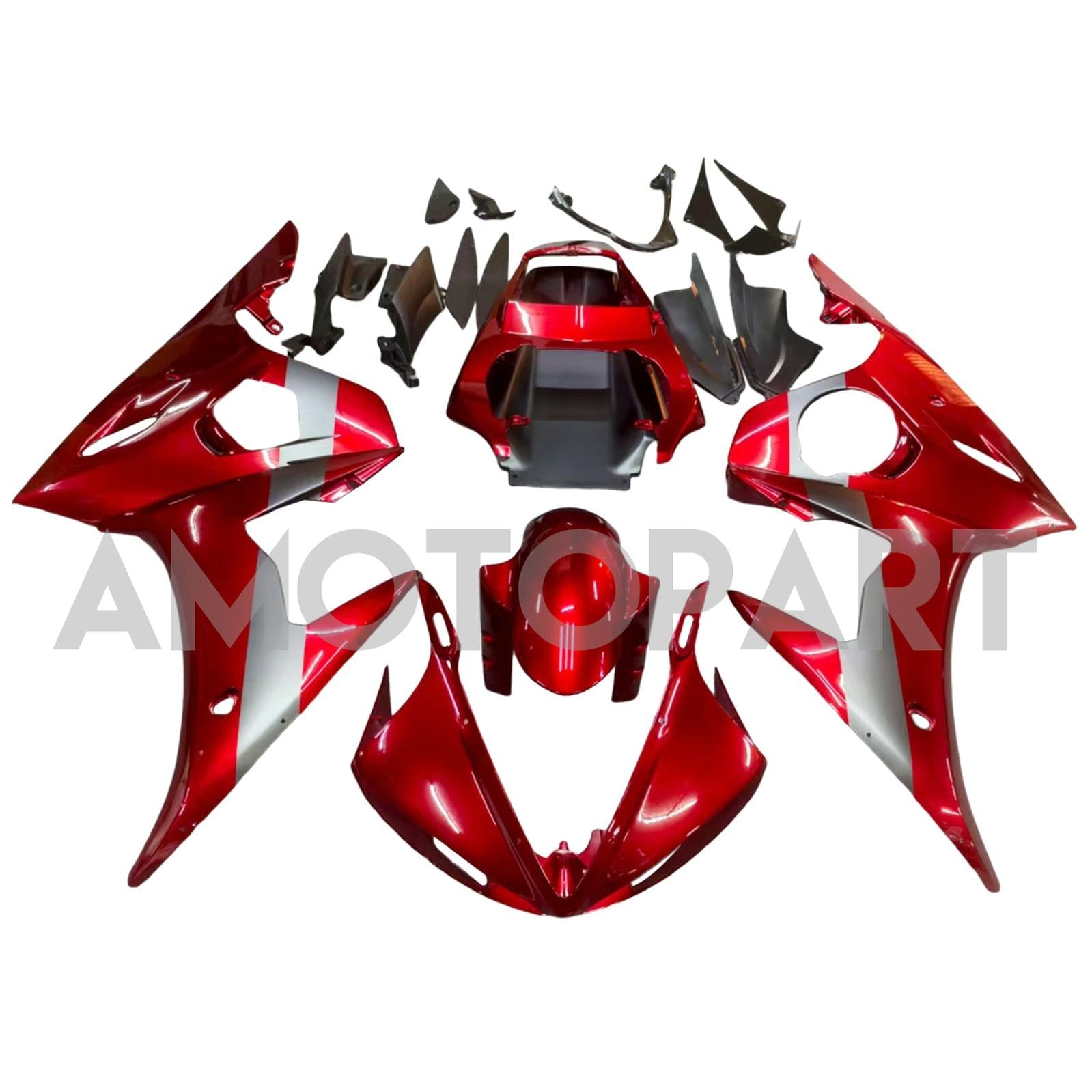 Amotopart 2005 Yamaha YZF-R6 Gloss Red&Black Fairing Kit