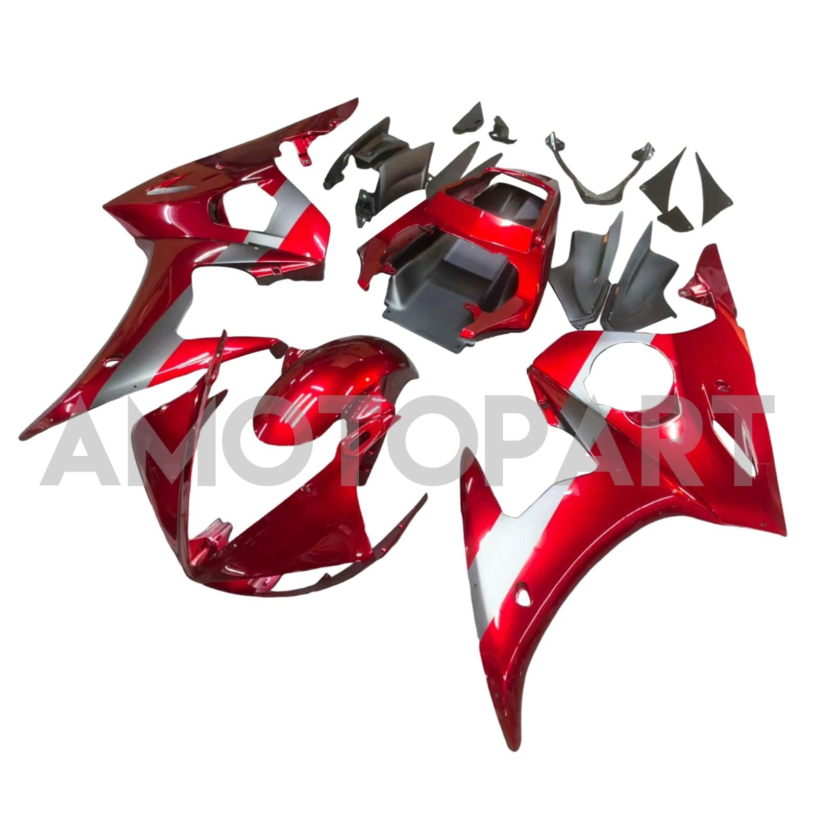 Amotopart 2005 Yamaha YZF-R6 Gloss Red&Black Fairing Kit