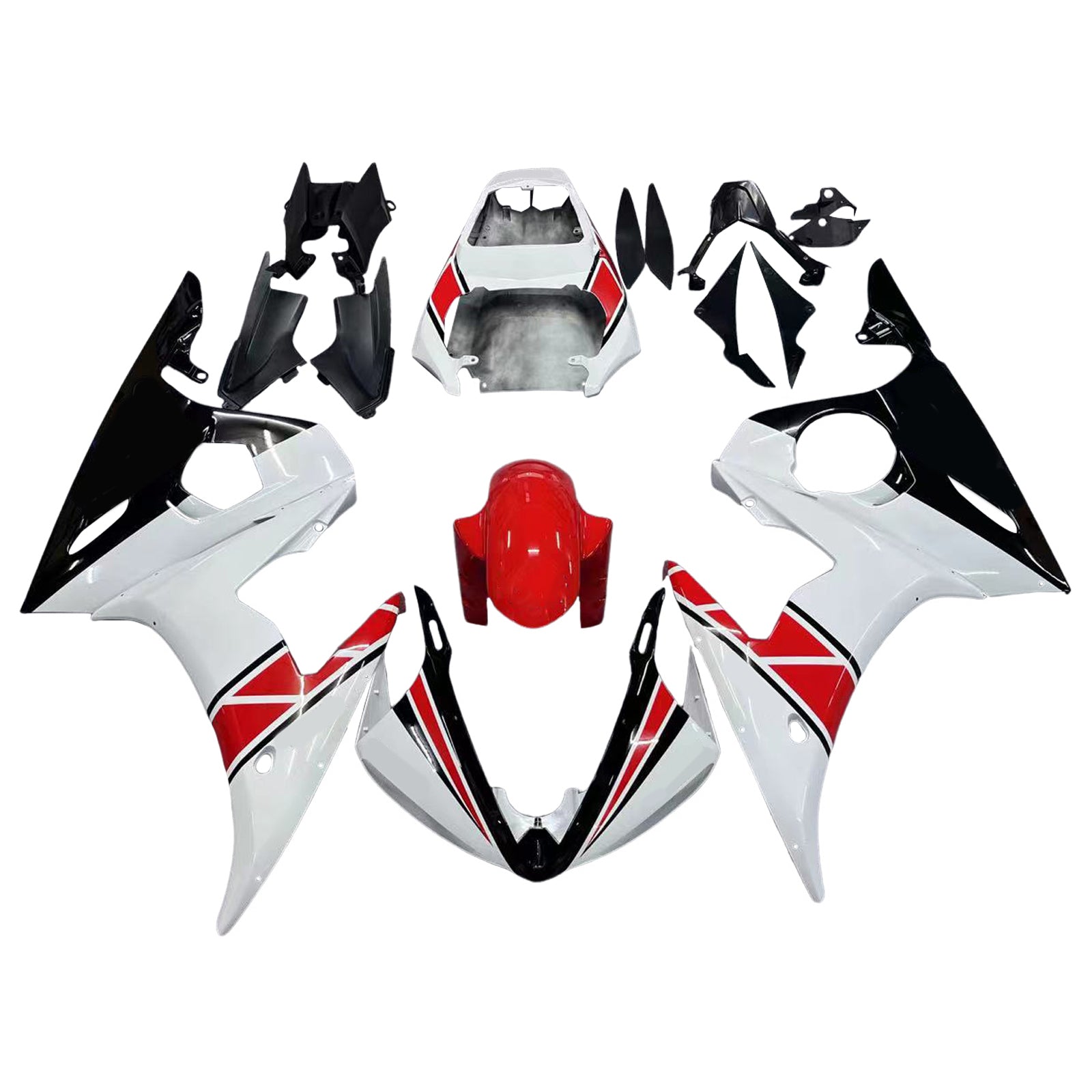 Amotopart ヤマハ 2005 YZF 600 R6 ホワイト ブラック フェアリング キット