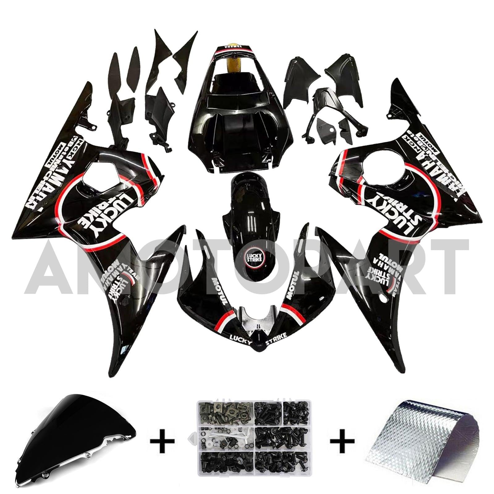 Amotopart Yamaha 2005 YZF 600 R6 Fairing Black Kit