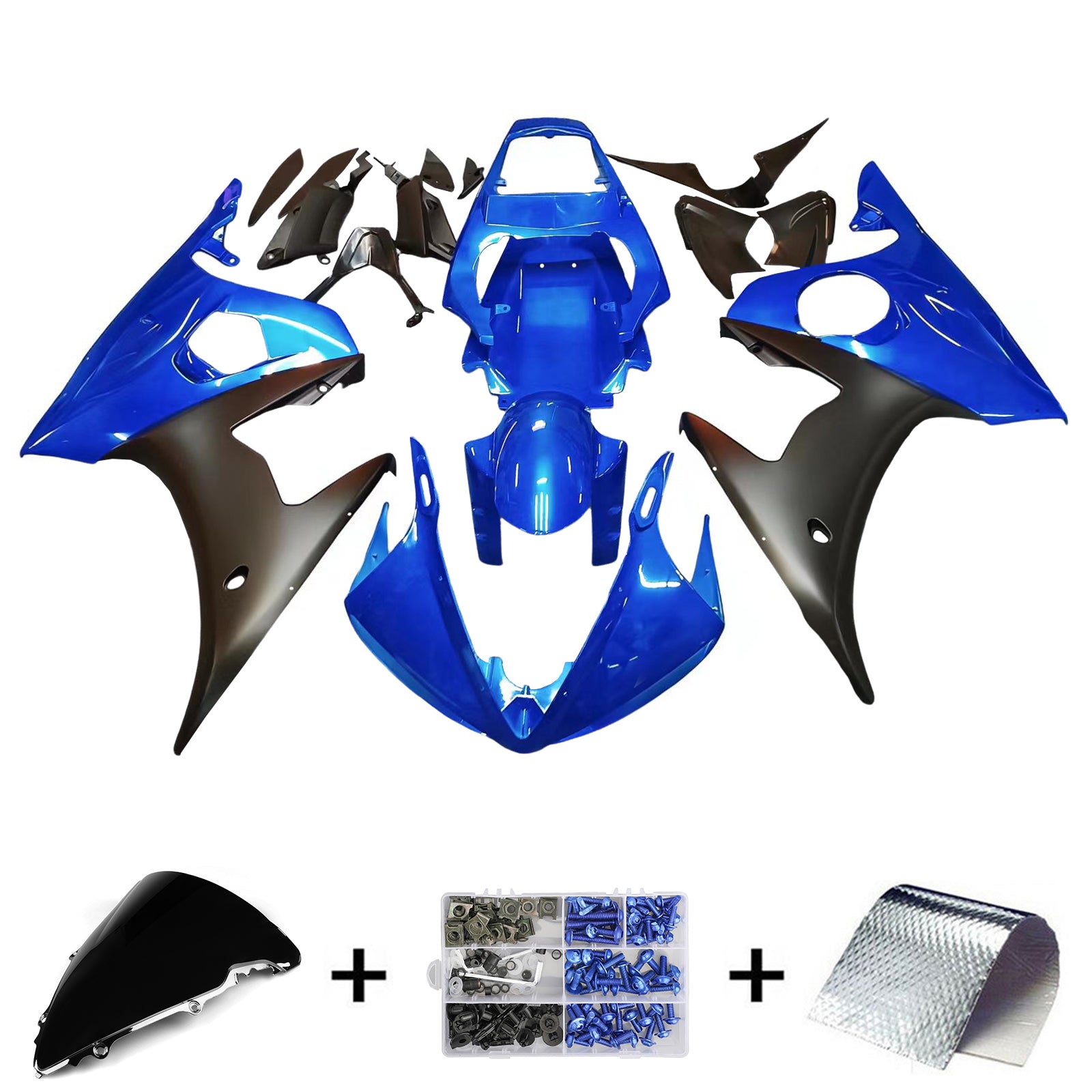 Amotopart Yamaha YZF 600 R6 2005 Blue&Black Fairing Kit