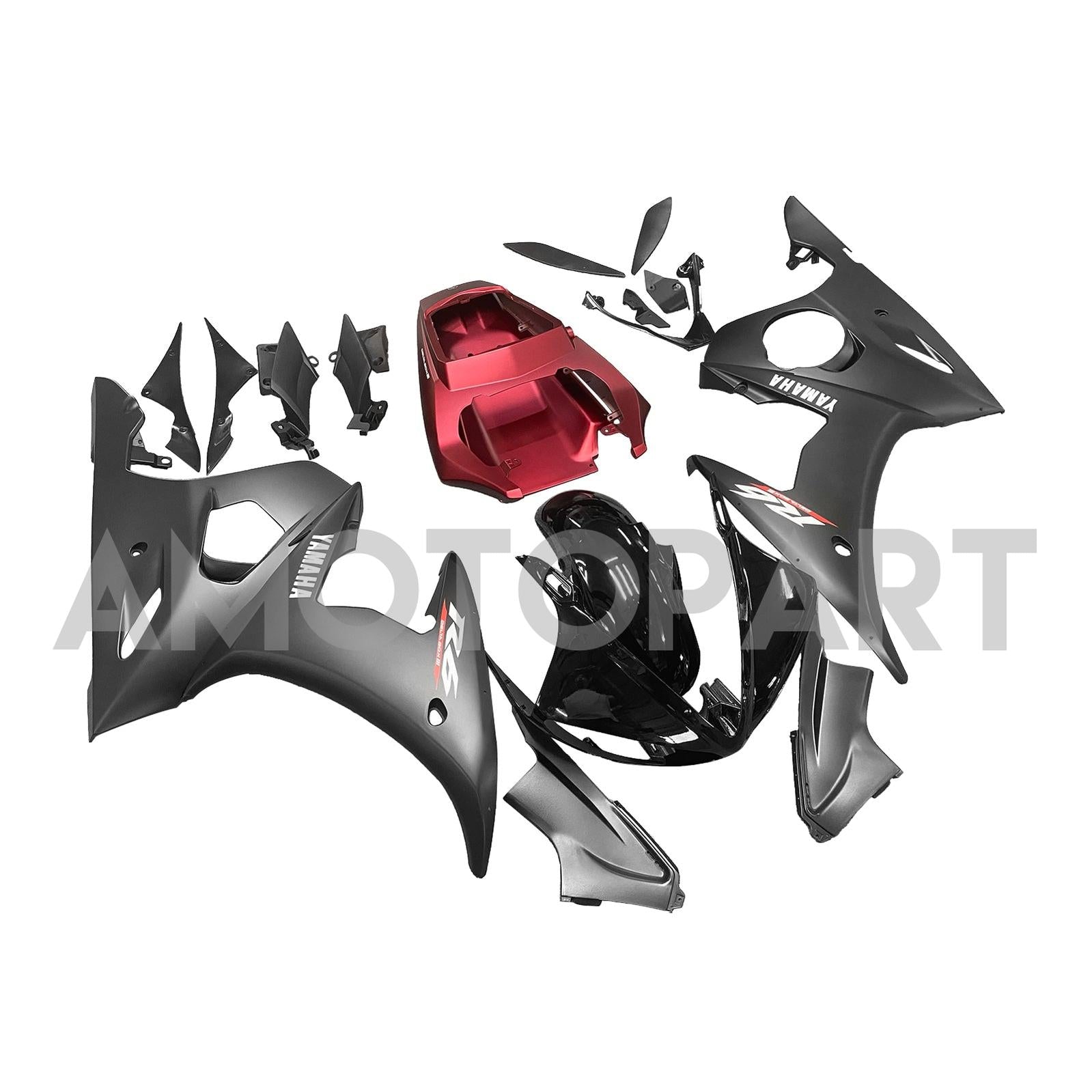 Amotopart Yamaha 2005 YZF 600 R6 Black Fairing Kit