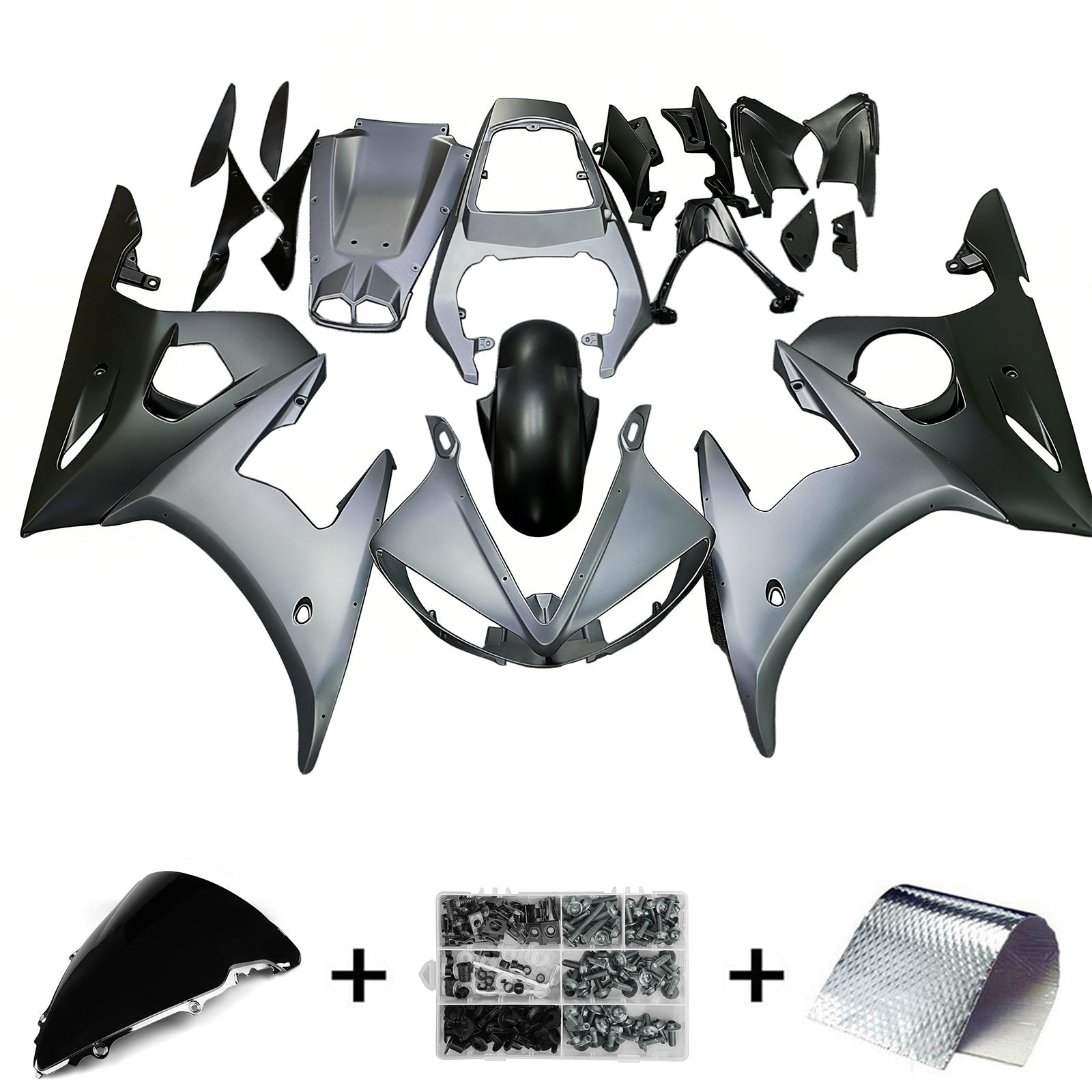 Amotopart Yamaha 2005 YZF 600 R6 Gray Sliver Fairing Kit