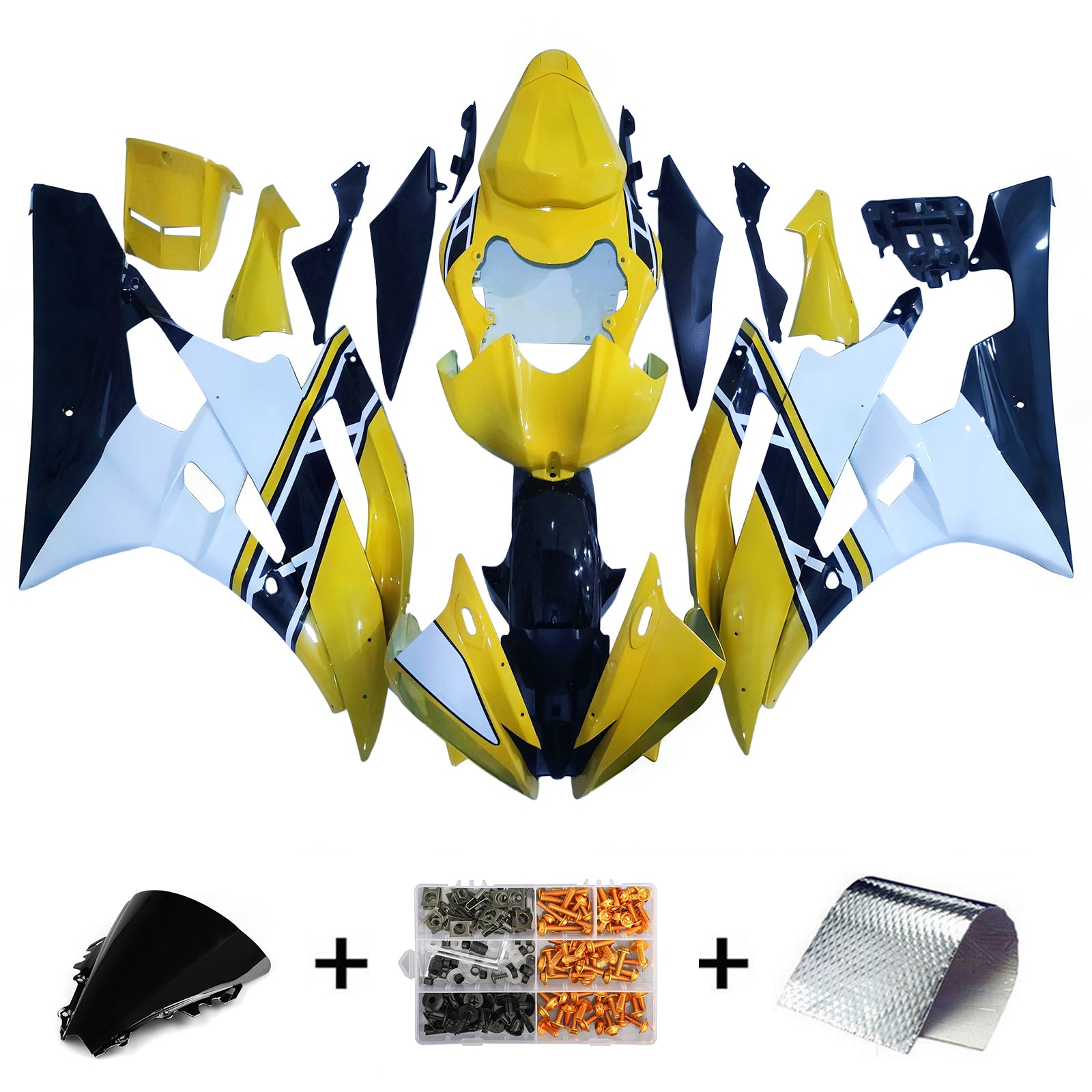 Amotopart Yamaha 2006-2007 YZF-R6 Yellow White Black Fairing Kit